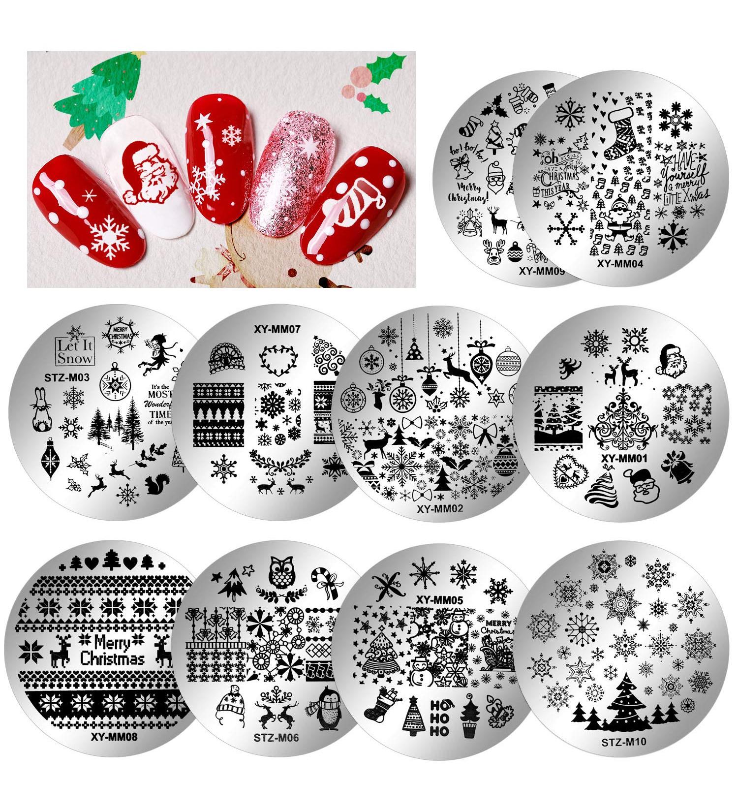 Howaf Christmas Nail Stamp Template - 10 PC Nail Art Stamping Plates & Stencils for Festive Nail Decorations - Buy Online on GoSupps.com