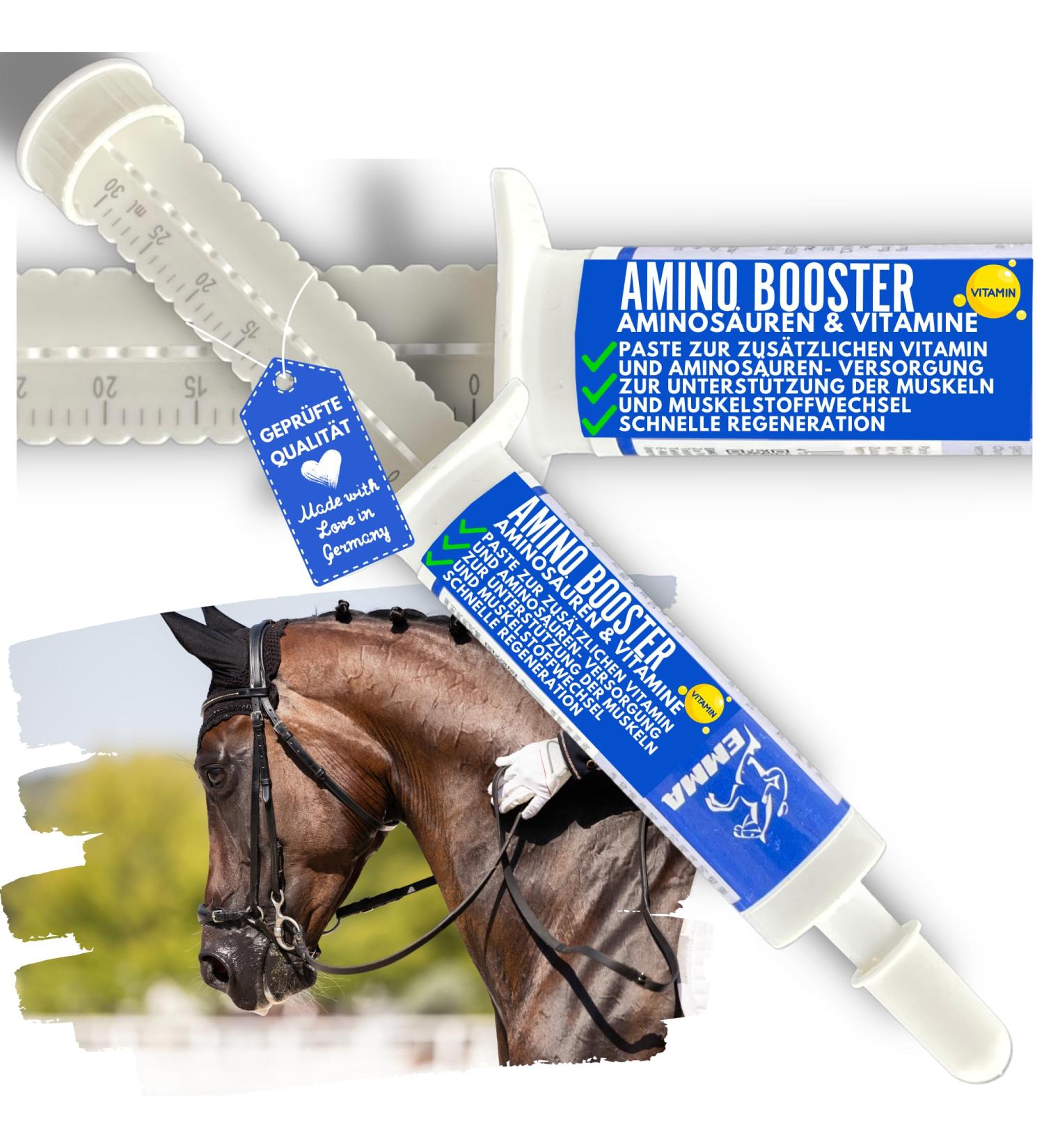 Amino Acids for Horse Bodybuilding - For Effective Trainings - Performance Vitamin E Amino Acid Paste Strengthening Recovery Musculature Regeneration Energy for Muscles Horses 2 x 30 ml - Buy Online on GoSupps.com