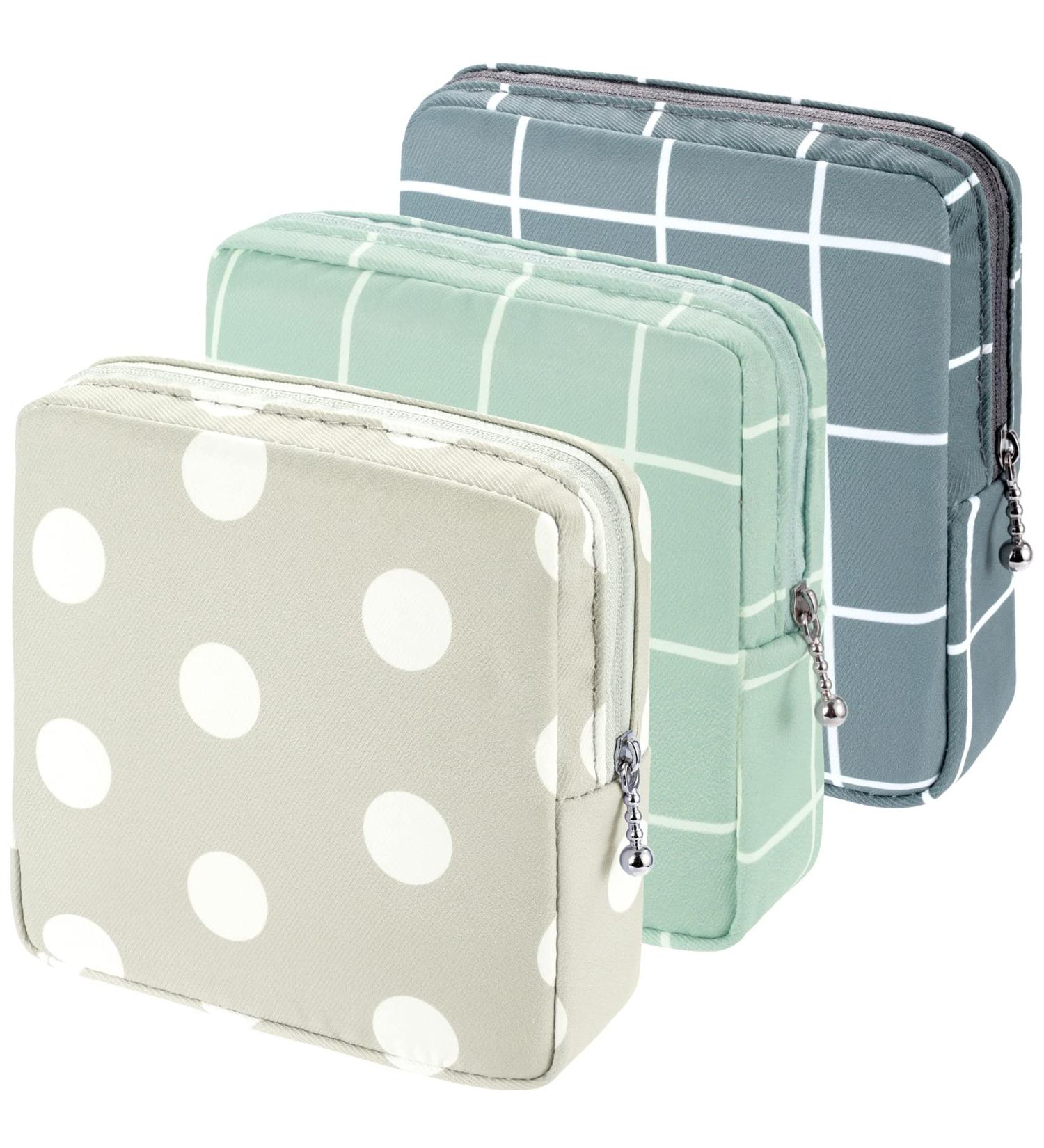 PAGOW 3pcs Sanitary Napkin Storage Bag - Portable Reusable Menstrual Pad Zipper Bags for Women & Teen Girls - 5x1.5x5 inch - Buy Online on GoSupps.com