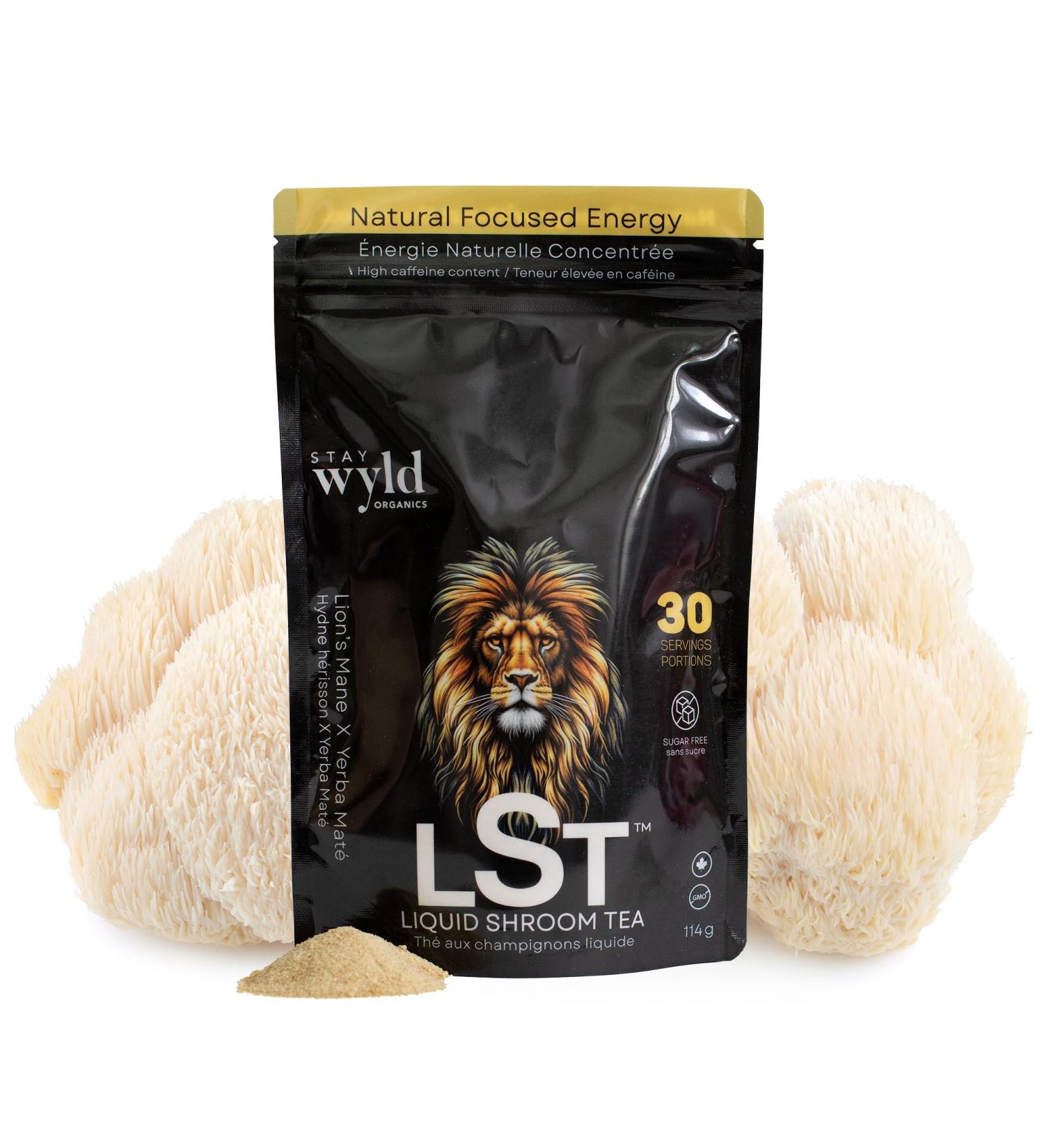 Stay Wyld Organics - Canadian Mushroom Blend Iced Mix Lion s Mane X Yerba Mat Sugar Free Drink For Focus and Vitality Sealable Pouch 30 Servings - Buy Online on GoSupps.com