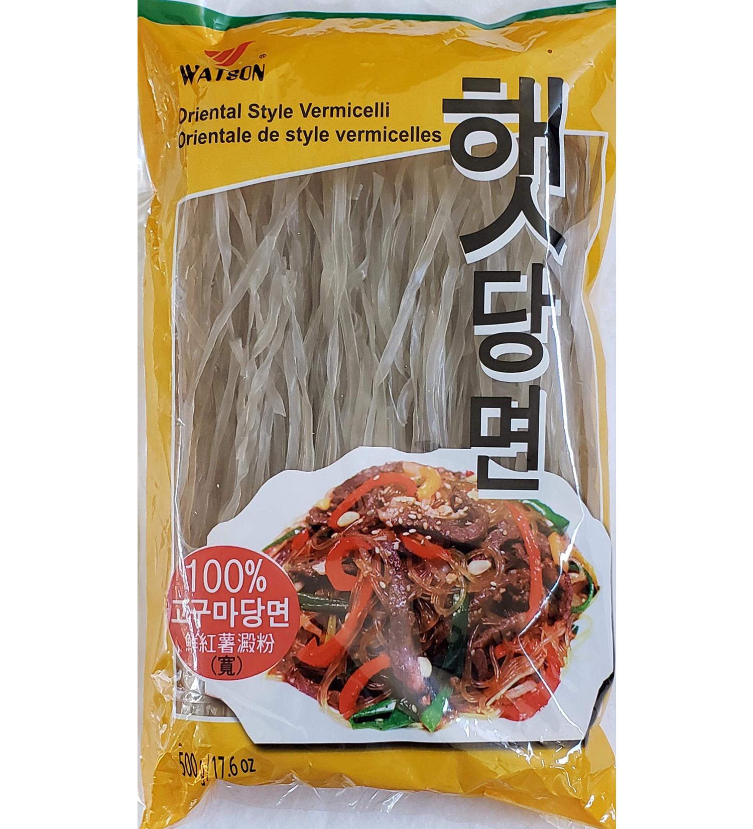 WATSON Oriental Style Vermicelli (Thick) | 500g / 1.1lbs | Korean Vermicelli Pasta | Sweet potato glass noodles | glass noodles | Korean Vermicelli | korean noodles | gluten free noodles | Korean food