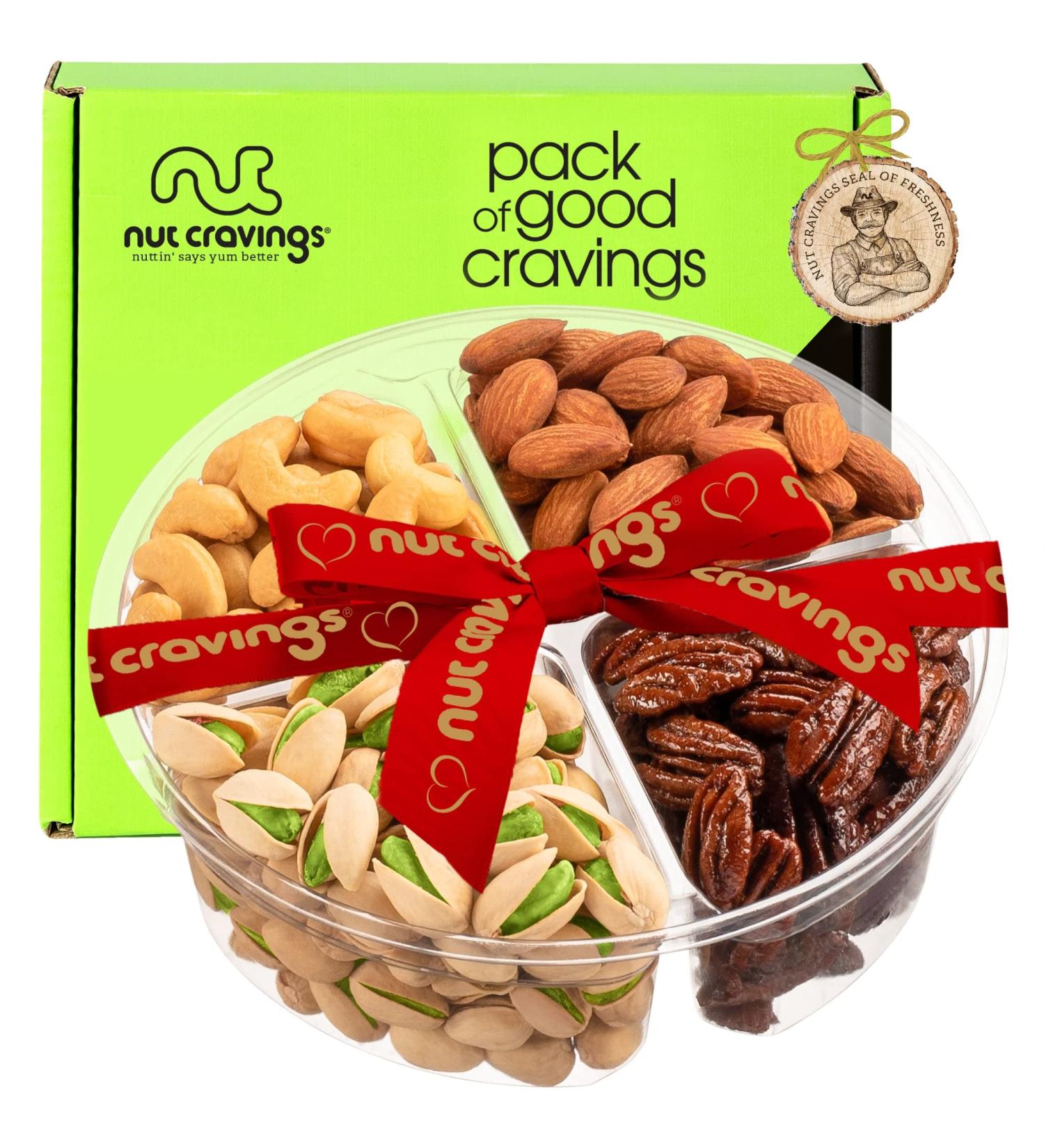 Nuts Gift Basket + Red Ribbon (4 Assortments) Holiday Christmas Gourmet Bouquet Arrangement Platter  Birthday Care Package  Healthy Food Tray Kosher Snack Box for Adults Men Women - Buy Online on GoSupps.com