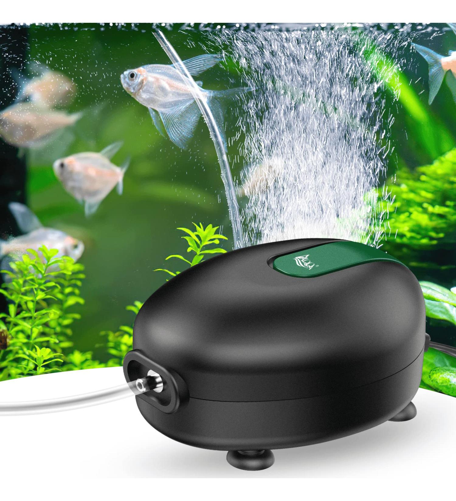 Buy AQQA Ultra Quiet 2.5W Aquarium Air Pump - Adjustable Oxygen Pump with Double Outlet Valve for Optimal Fish Tank Aeration - Buy Online on GoSupps.com