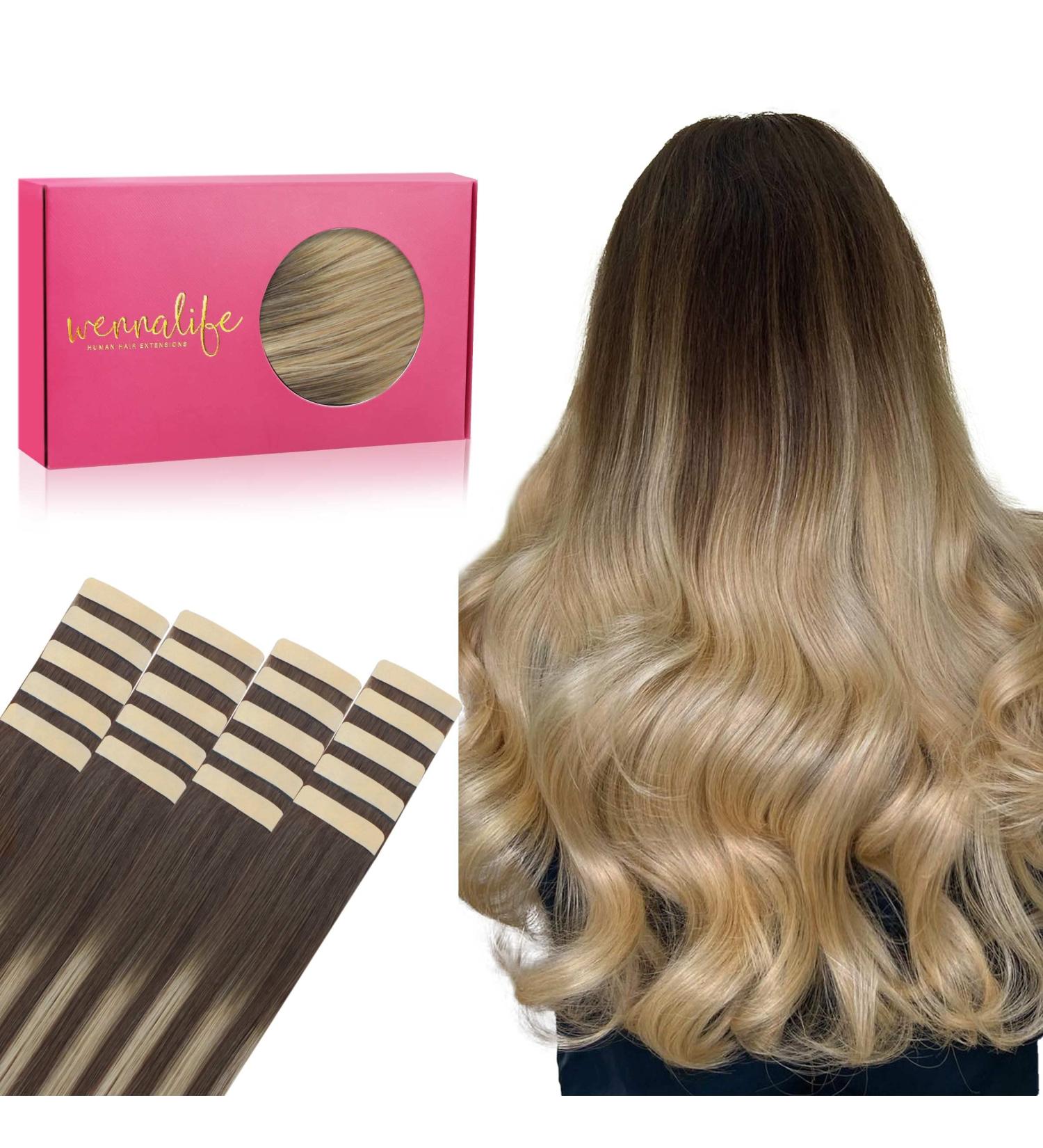 Alife Extensions Real Hair - 20PCs 60g Balayage Chocolate Brown to Dirty Blonde 65cm Tape-In Extensions - Buy Online on GoSupps.com