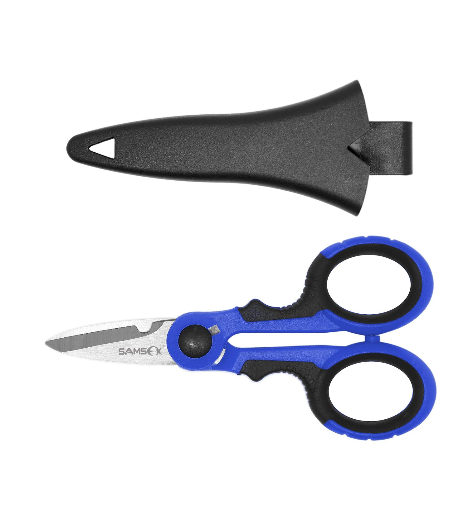 SAMSFX Heavy Duty Anti-Slip Serrated Fishing Scissors with Plastic Belt Case - Braid Line Cutter for Saltwater & Freshwater Fishing - Buy Online on GoSupps.com