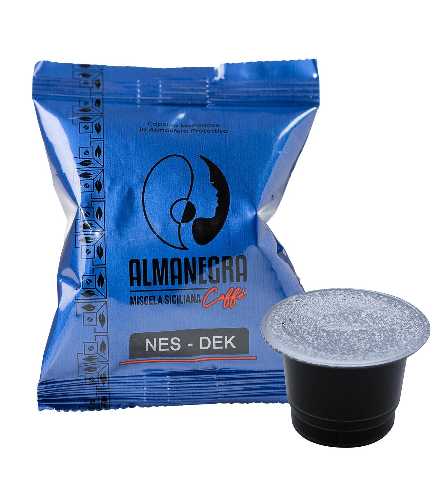 Almanegra Caff Pack of 100 Almanigra Nespresso compatible decaffeinated coffee capsules