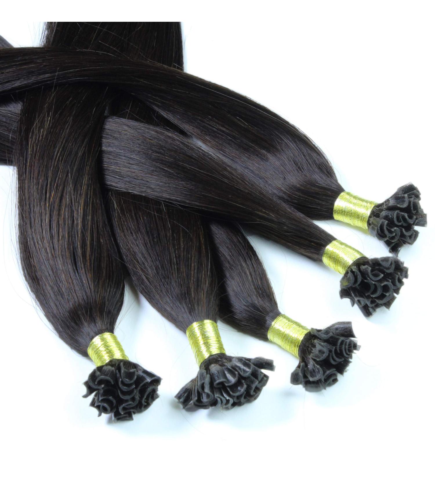 Hair2Heart Real Hair Extensions Bondings - 50 Strands 1g each 50cm Length Medium Brown 4/0 - International Shipping Available - Buy Online on GoSupps.com