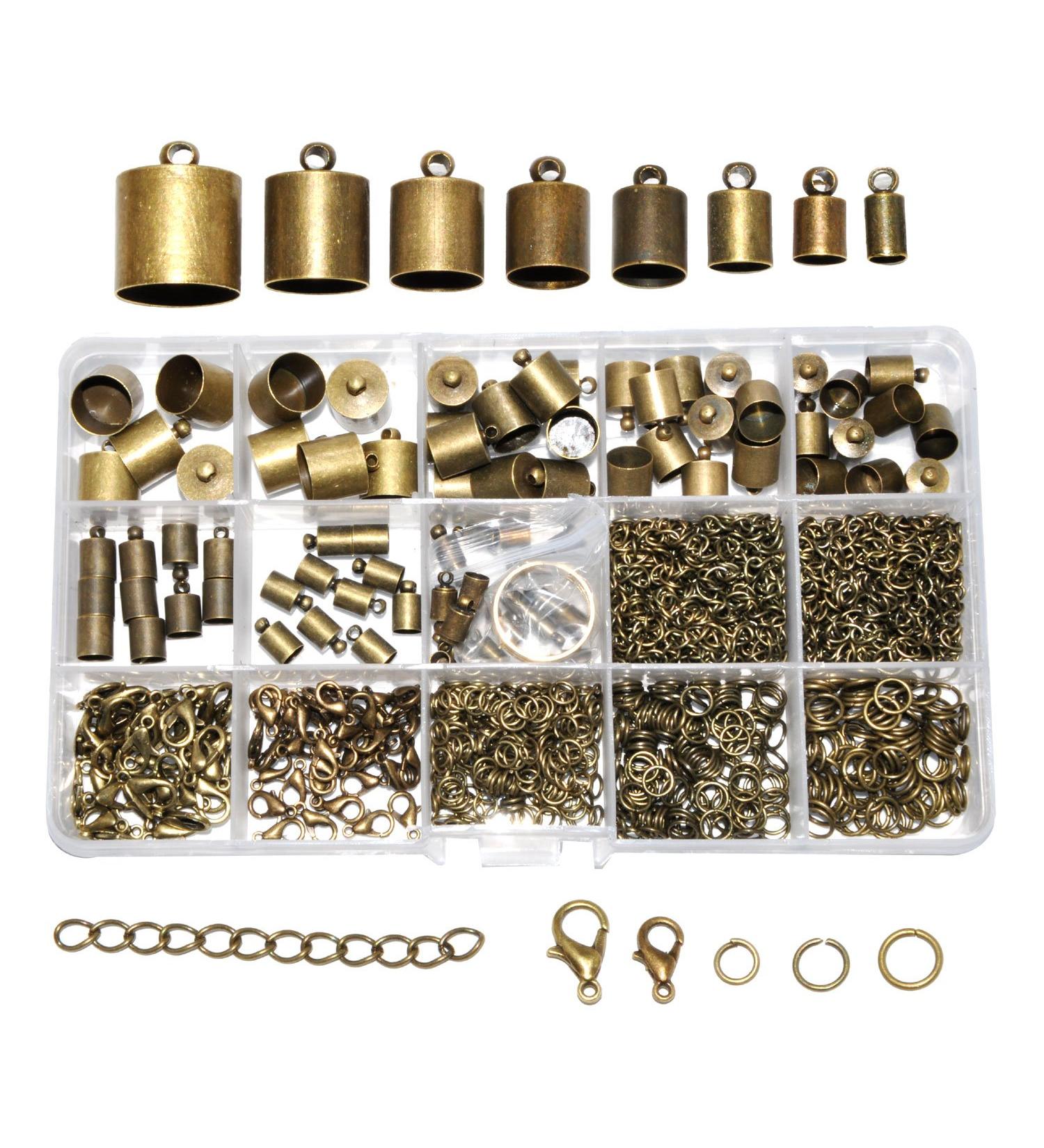 Mandala Crafts Cord End Cap & Kumihimo Finding Kit - 840 PCs, Antique Brass Assorted Sizes for Jewelry Making, Leather & Tassels - Buy Online on GoSupps.com