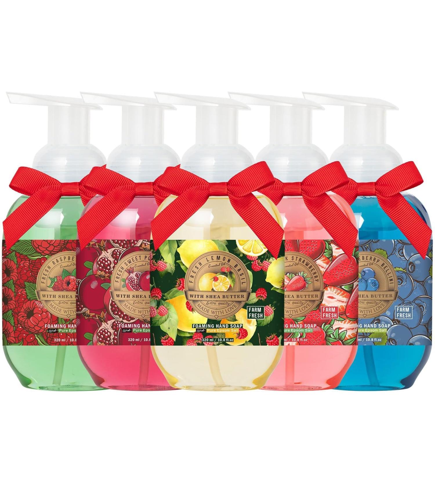 Foaming Hand Soap Gift Set for Women Liquid Hand Soap - Set of 5 Gentle Foaming Soaps (5x10.8fl.oz) Assorted Luxury Hand Wash Includes Gift Card & Premium Box Kitchen Bathroom Home Essentials - Buy Online on GoSupps.com