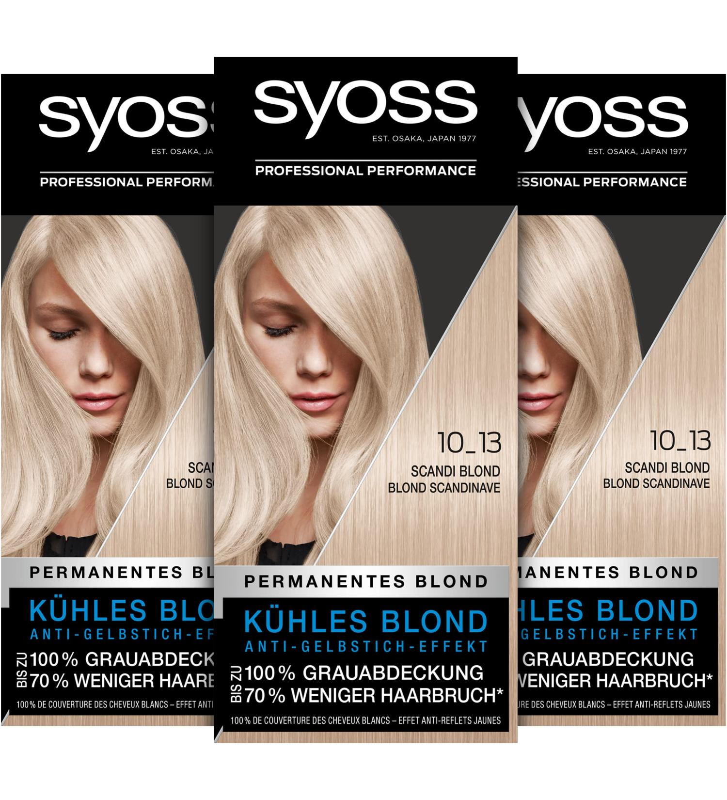 Syoss Color 10_13 Scandi Blond Hair Color - Anti-Yellowing 70% Less Breakage Pack of 3 (3 x 115ml) - Cool Blonde Shade - Buy Online on GoSupps.com