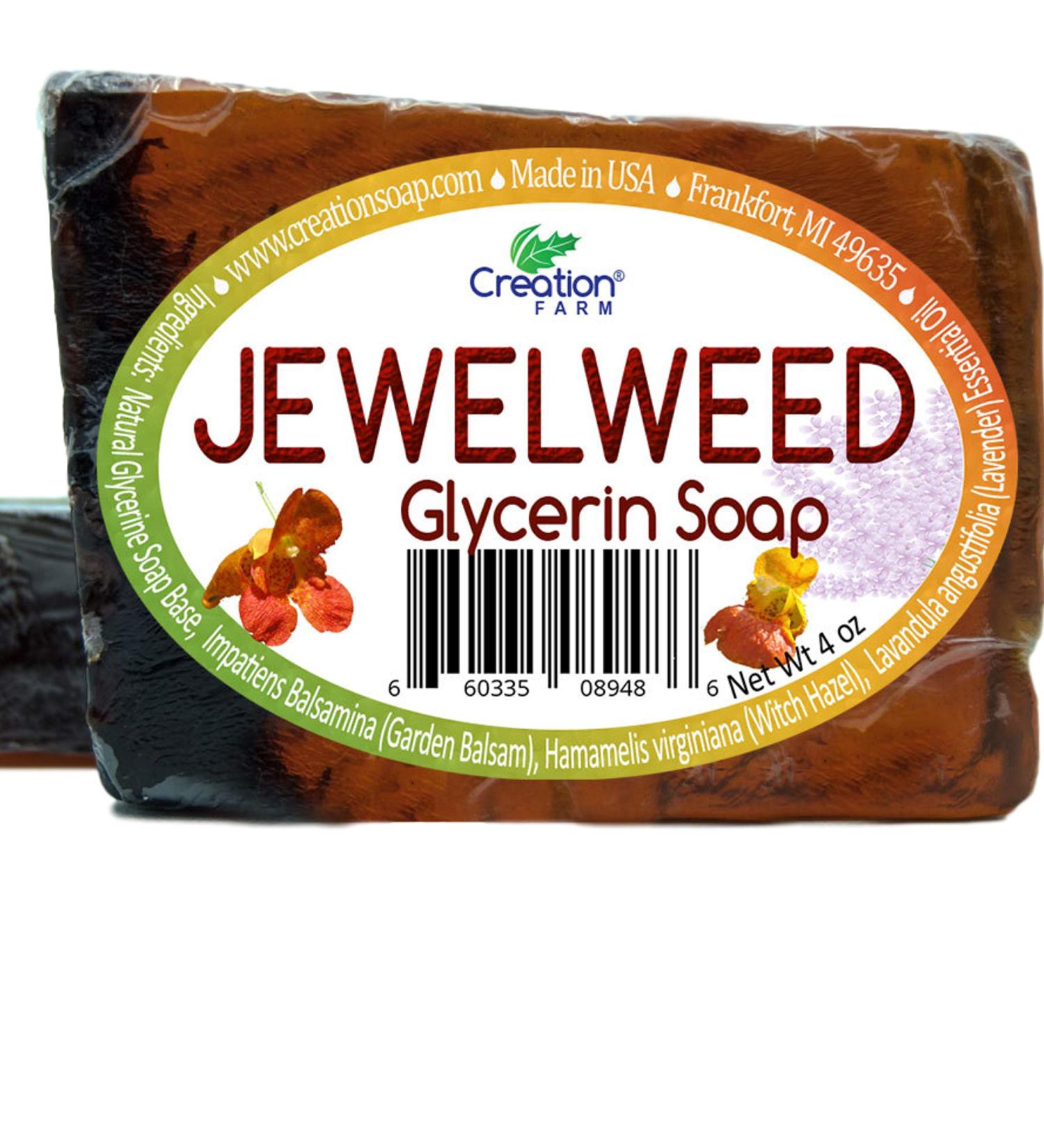 Creation Farm Jewelweed Hand Made Soap ( 2 Bars) Stop the Itch, Jewel Weed Herb Instantly removes Poison Ivy, Oak, Sumac Oils from Skin and Clothing, Quickly Soothes Rash, Itching, and Redness