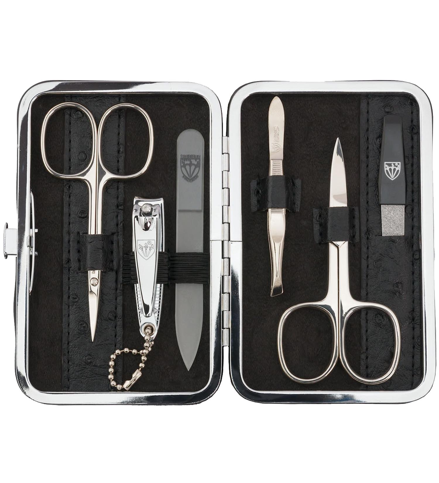 Buy Three Swords Germany 6 pcs Manicure Set 'Genova' - Premium Synthetic Leather Nail Care Kit with Scissors Clippers and Tweezers - International Shipping Available - Buy Online on GoSupps.com