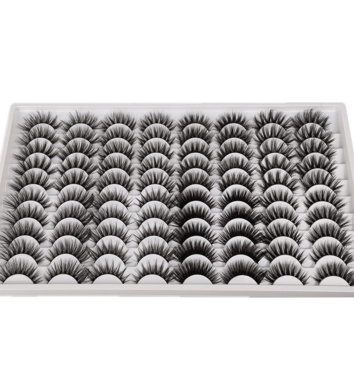40 Pairs 3D Natural False Mink Eyelashes Bulk - 15-20mm Long Fluffy Volume Dramatic - 8 Styles Fake Eyelashes Pack - Wholesale Reusable Makeup Lashes by Yawamica C- Flipped - Buy Online on GoSupps.com