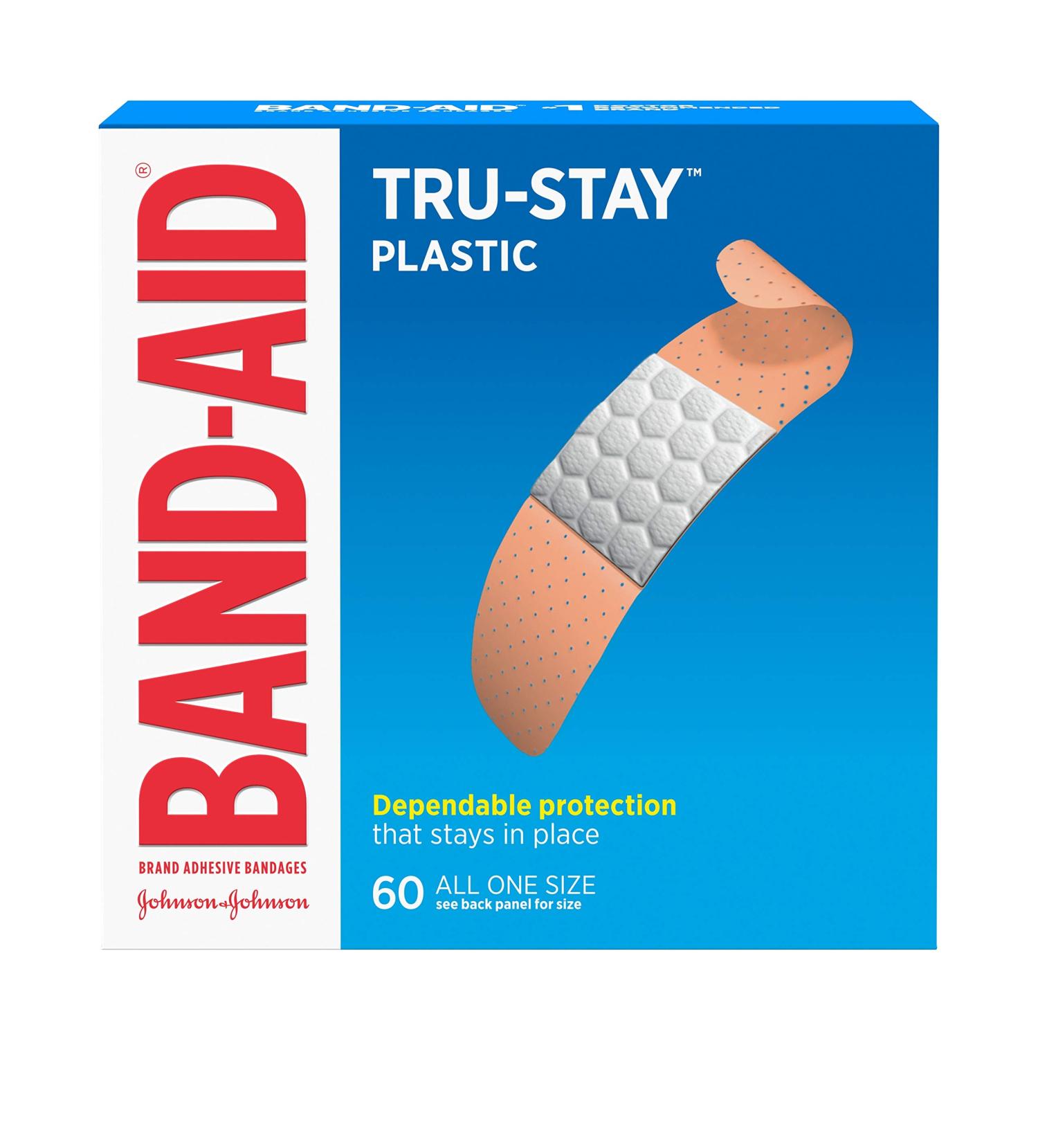 Band-Aid Tru-Stay Plastic Strips Bandages - 60 ct - All One Size - Buy Online on GoSupps.com
