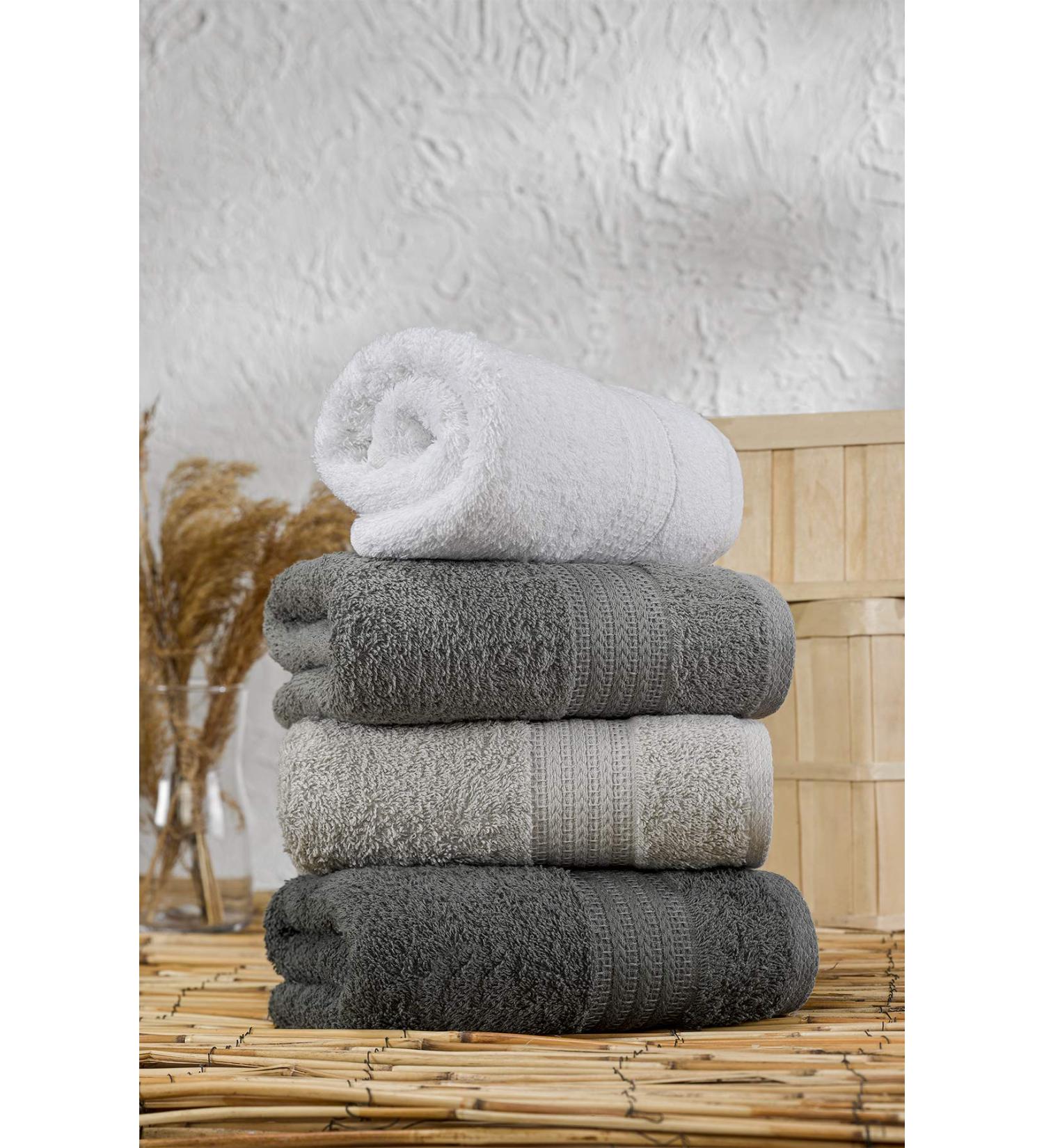 GNC ELEGANCE Set of 4 Soft Cotton Hand & Face Towels - Anthracite Tones | 50x85 cm | Luxurious Absorbency for Everyday Use - Buy Online on GoSupps.com
