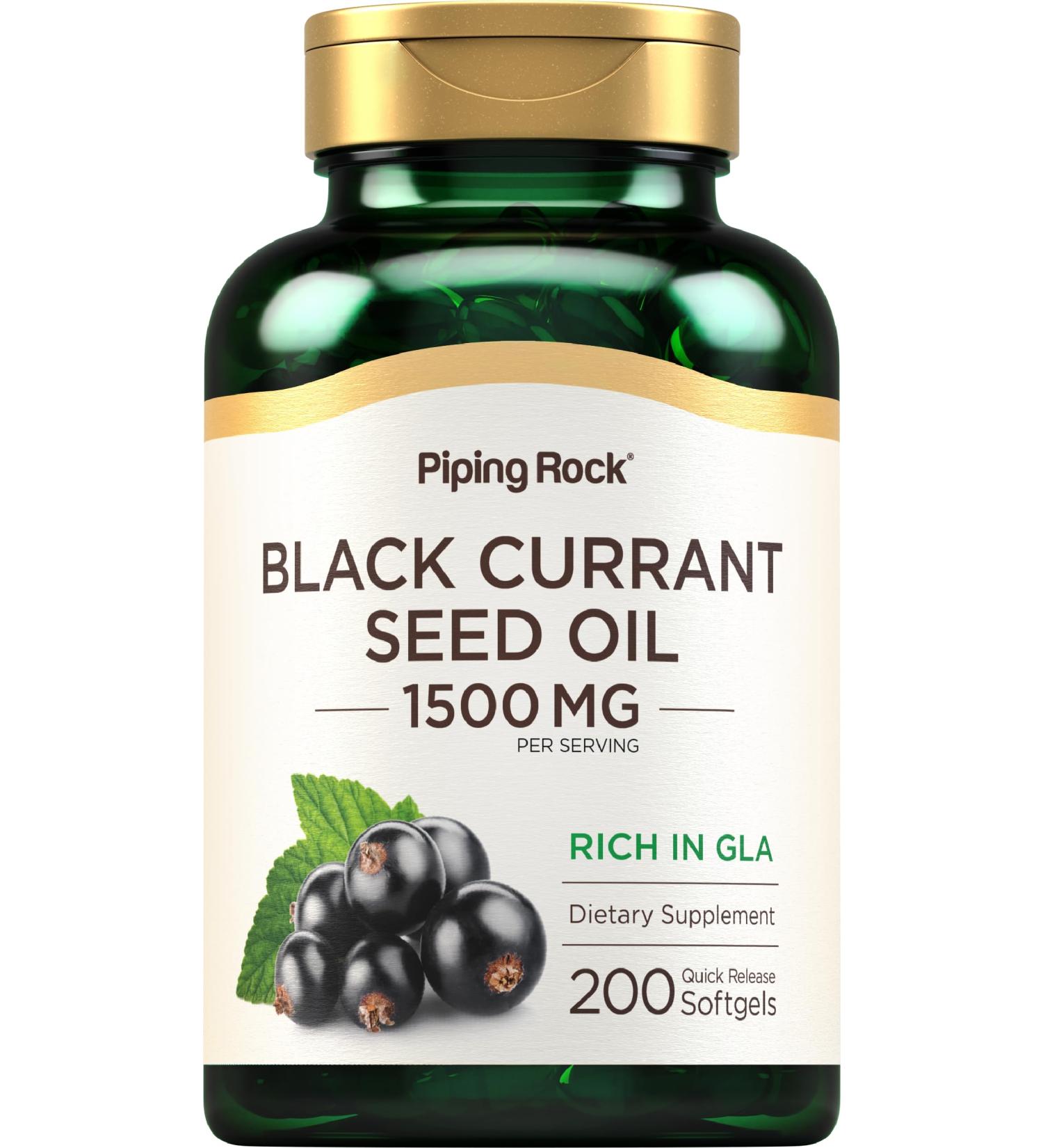 Piping Rock Black Currant Seed Oil Softgel Capsules | 1500mg | 200 Count | with Gamma Linolenic Acid (GLA) | Non-GMO Gluten Free Supplement - Buy Online on GoSupps.com