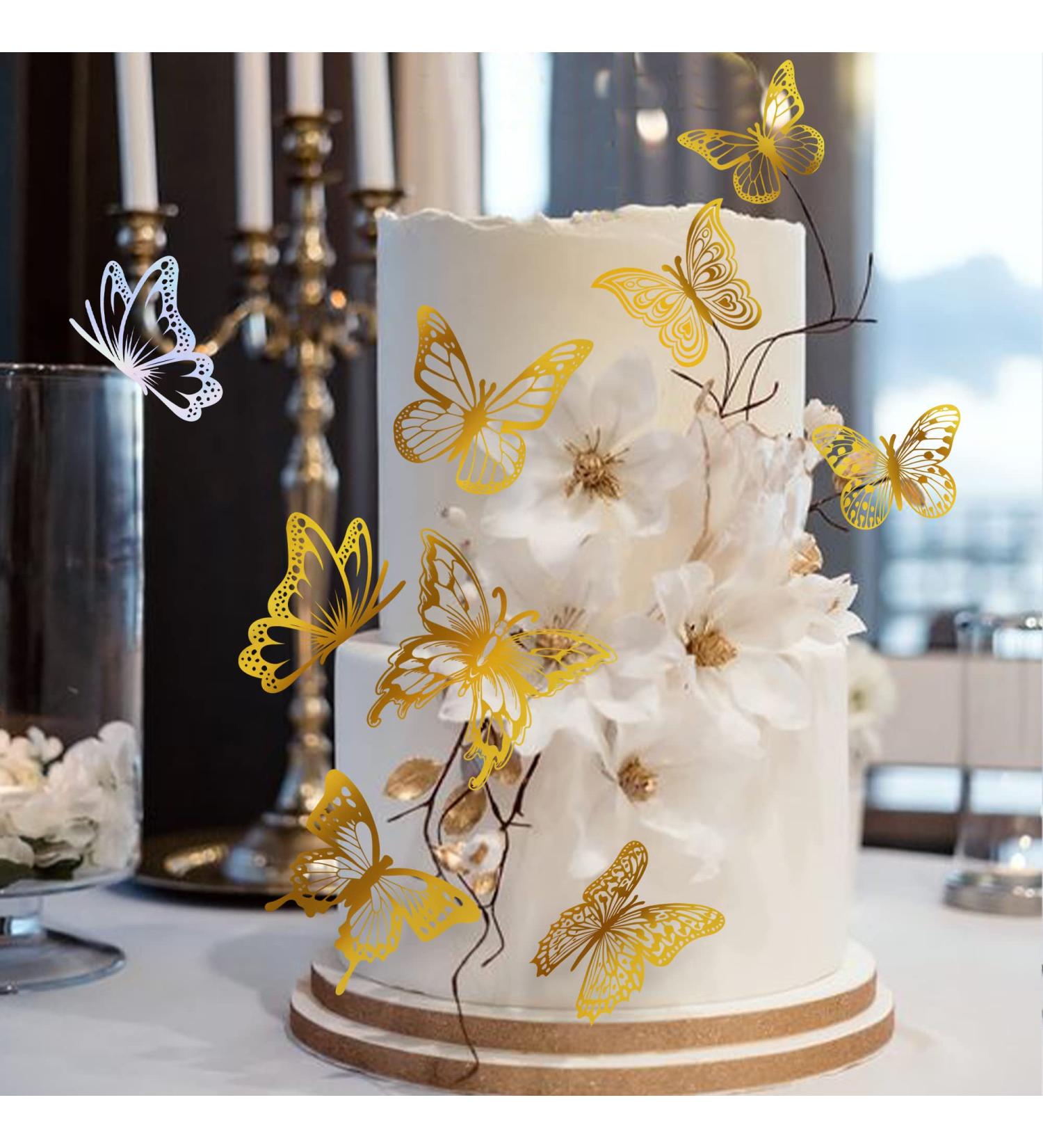 Blumomon 36 Pcs Butterfly Cupcake Toppers Butterfly Birthday Cake Toppers Decoration for Birthday Party Baby Shower Wedding Party Wall Decoration Gold/Silver - Buy Online on GoSupps.com