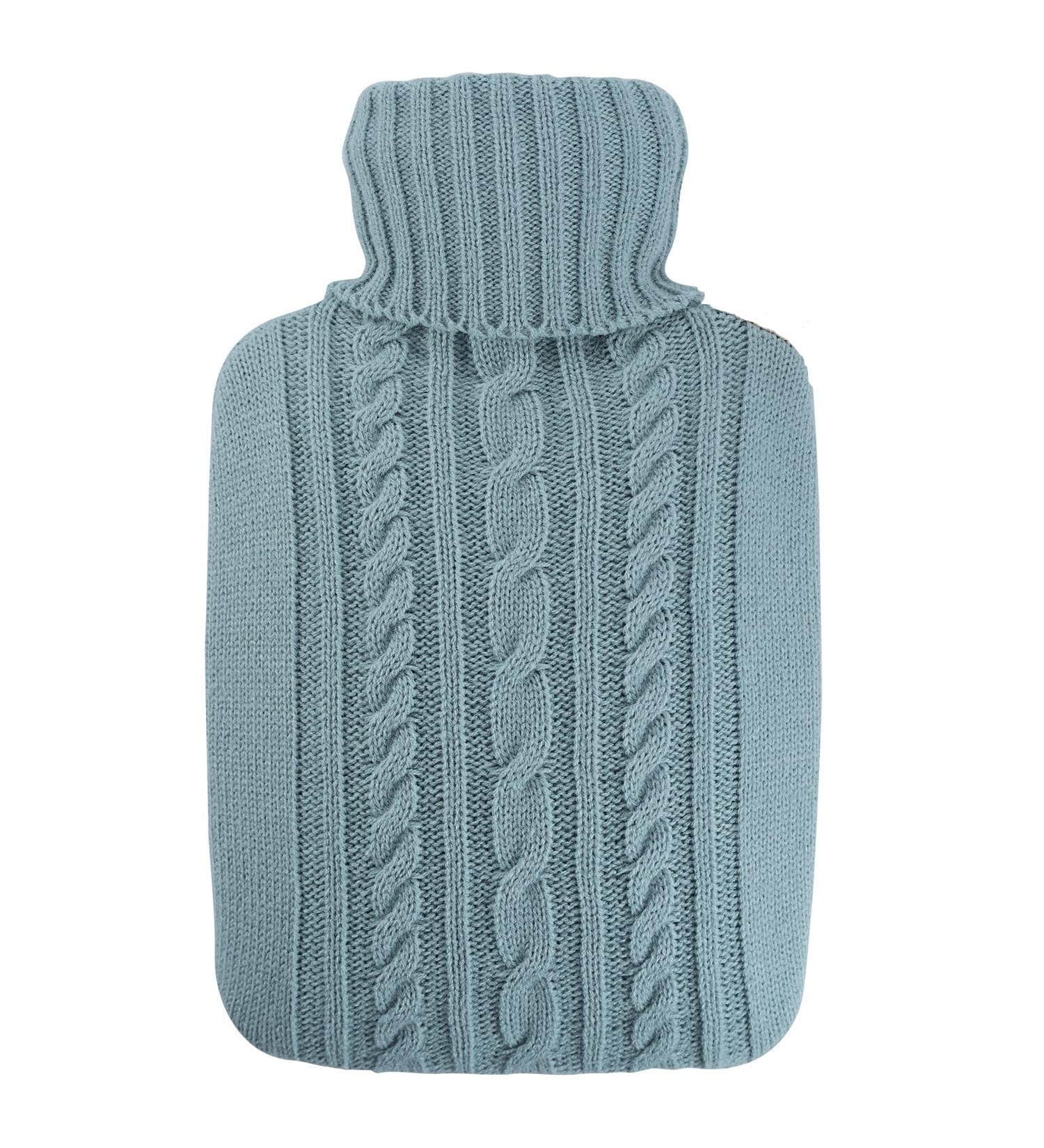 Hugo Frosch Classic Hot Water Bottle 1.8L - Knitted Cover Blue | Eco-Friendly & International Shipping - Buy Online on GoSupps.com