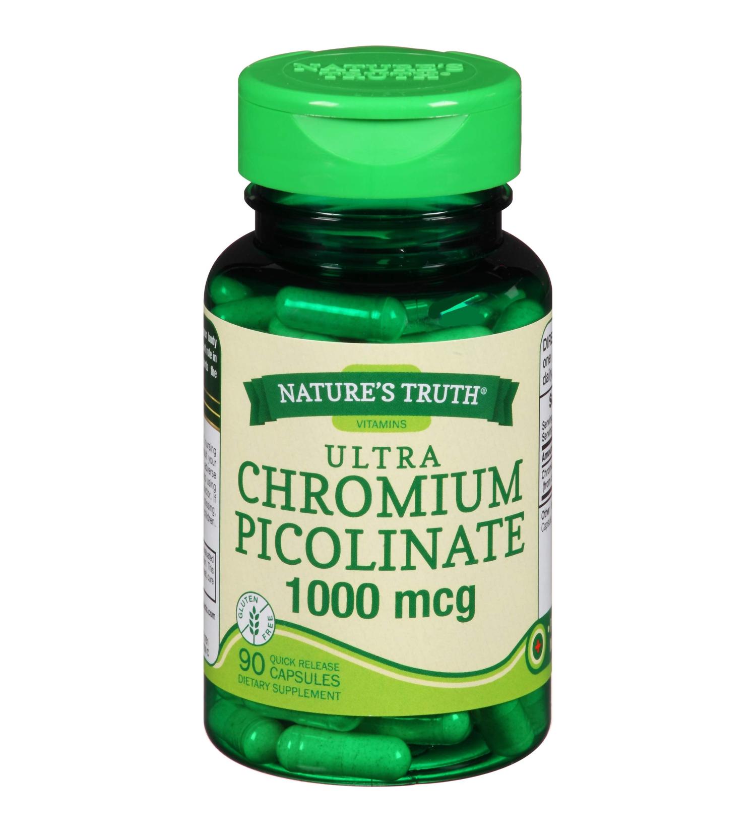 Nature's Truth Ultra Chromium Picolinate 1000 mcg Quick Release Capsules - 90 ct Pack of 2