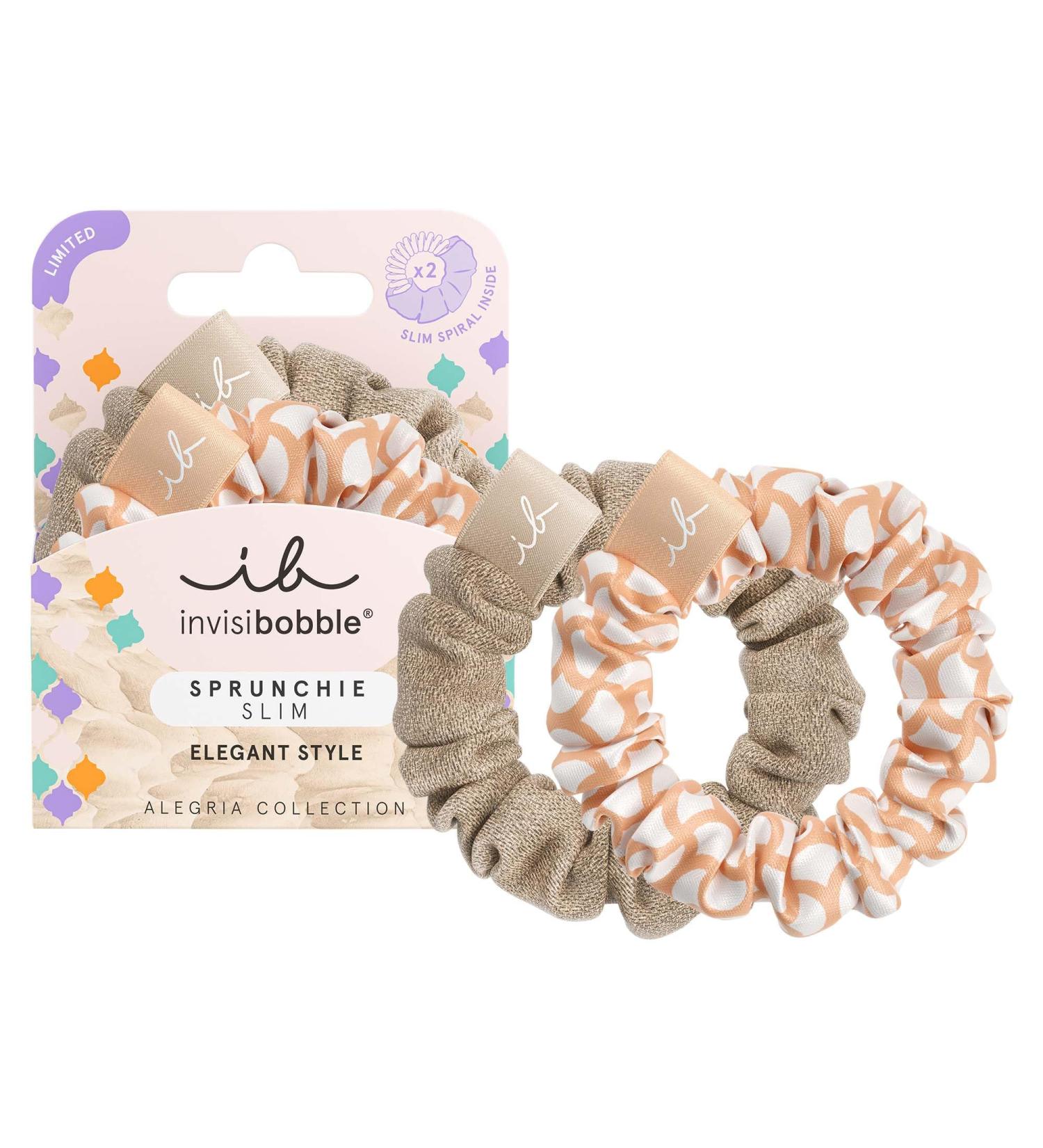 Invisibobble Slim Sprunchie Alegria - 2x Fabric Hair Ties in Beige Apricot for Women & Girls | No Knott Strong Hold Hair-Friendly Design from Munich - Buy Online on GoSupps.com