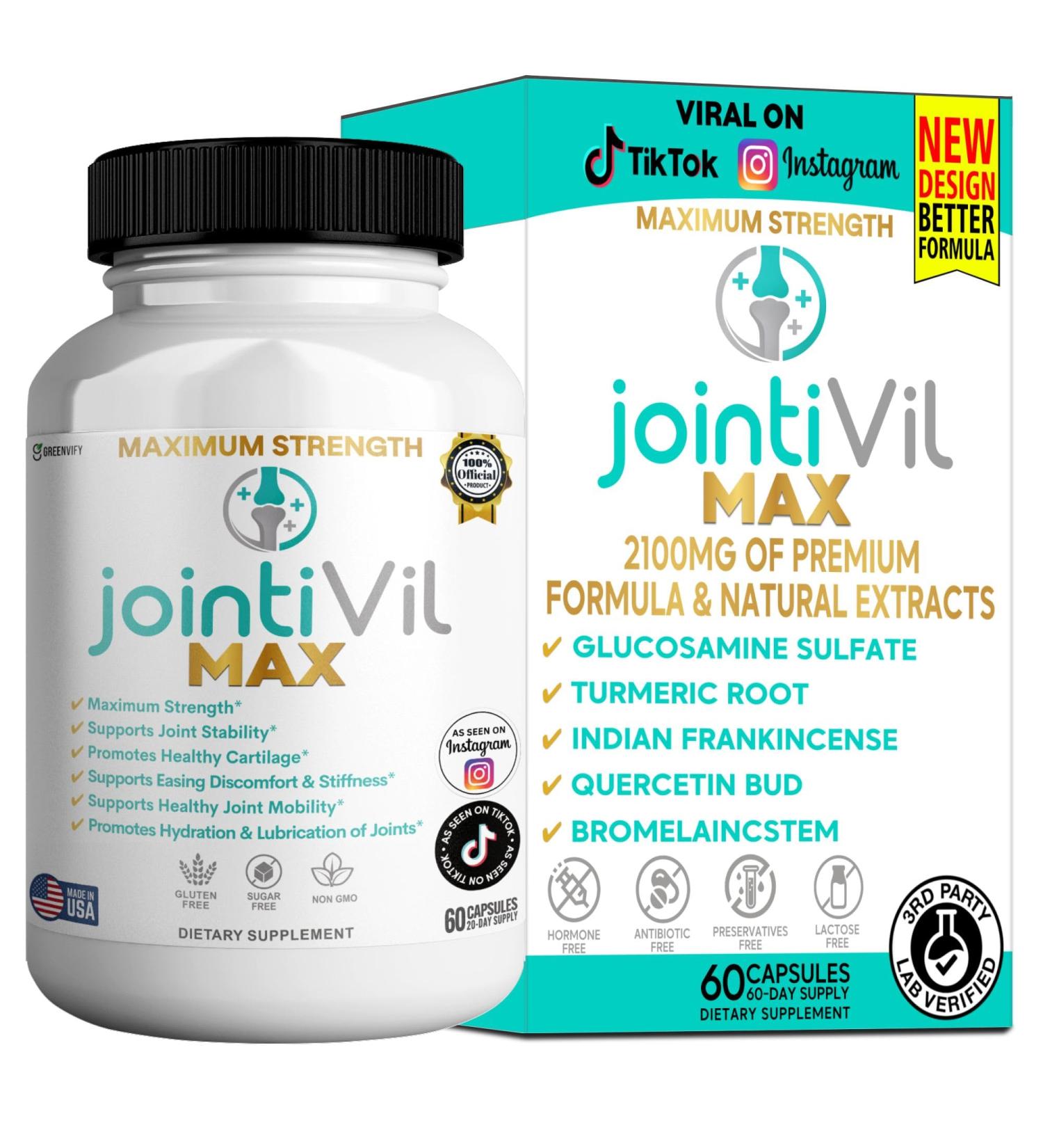 GREENVIFY JointiVil Max Joint Support Supplement Indian Frankincense 60 Capsules (1) - Buy Online on GoSupps.com
