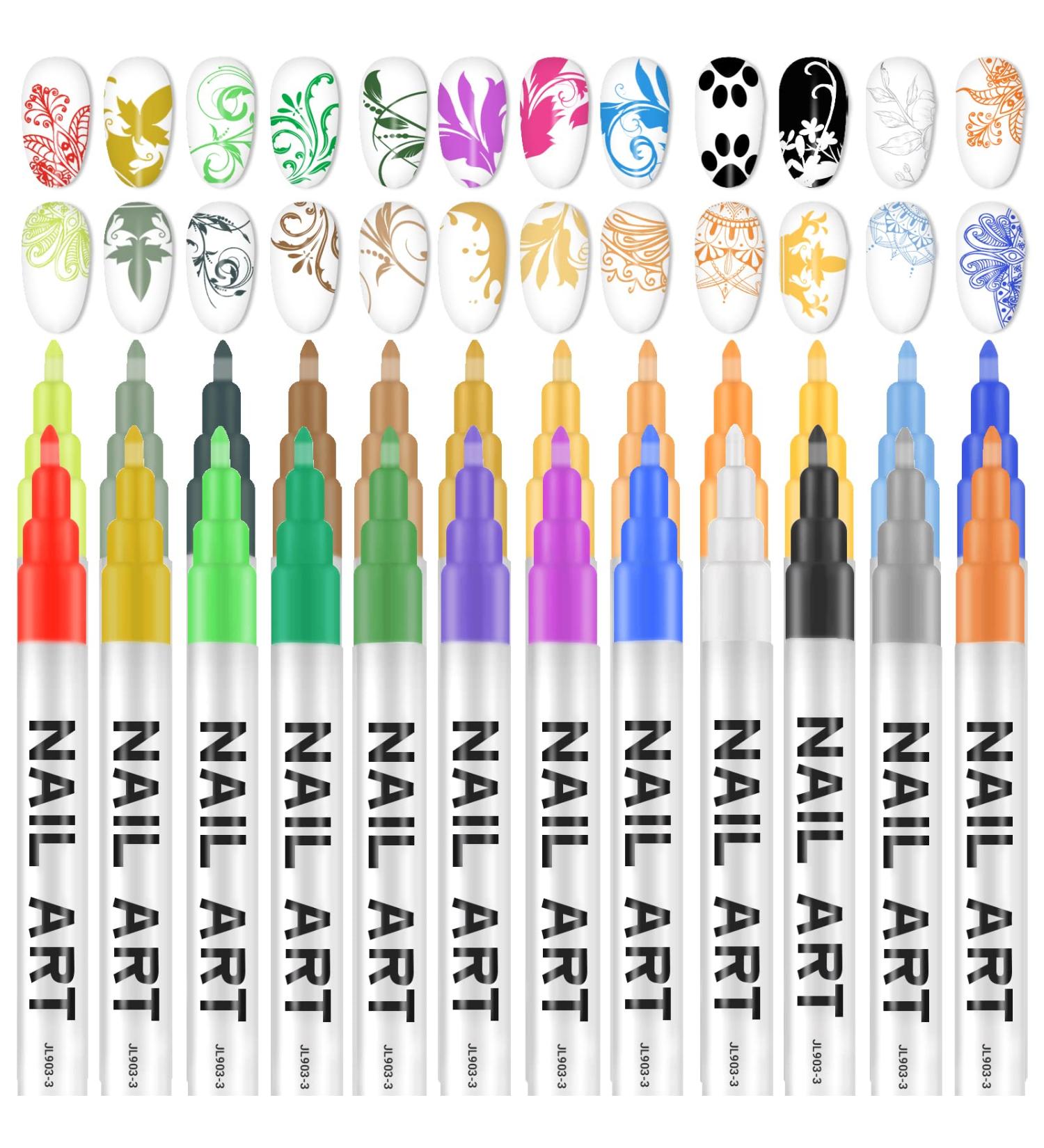 24 Pcs 3D Nail Art Pens - Nail Polish Design Kit for DIY Nail Painting - Graffiti Pen Set for Girls - 24 Colors - Buy Online on GoSupps.com