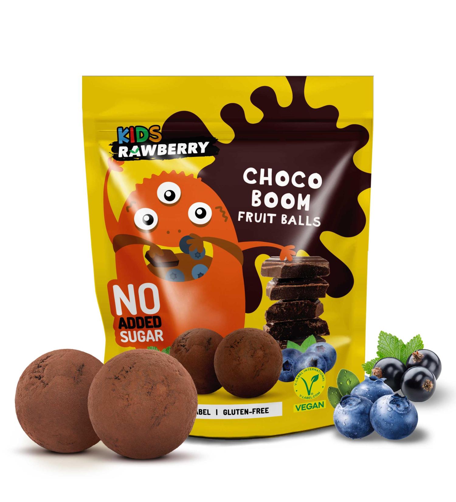 RAWBERRY Children's Cocoa Fruit Balls - No Added Sugar Gluten Free Vegan Snack (8 x 50 g) | Healthy International Shipping - Buy Online on GoSupps.com
