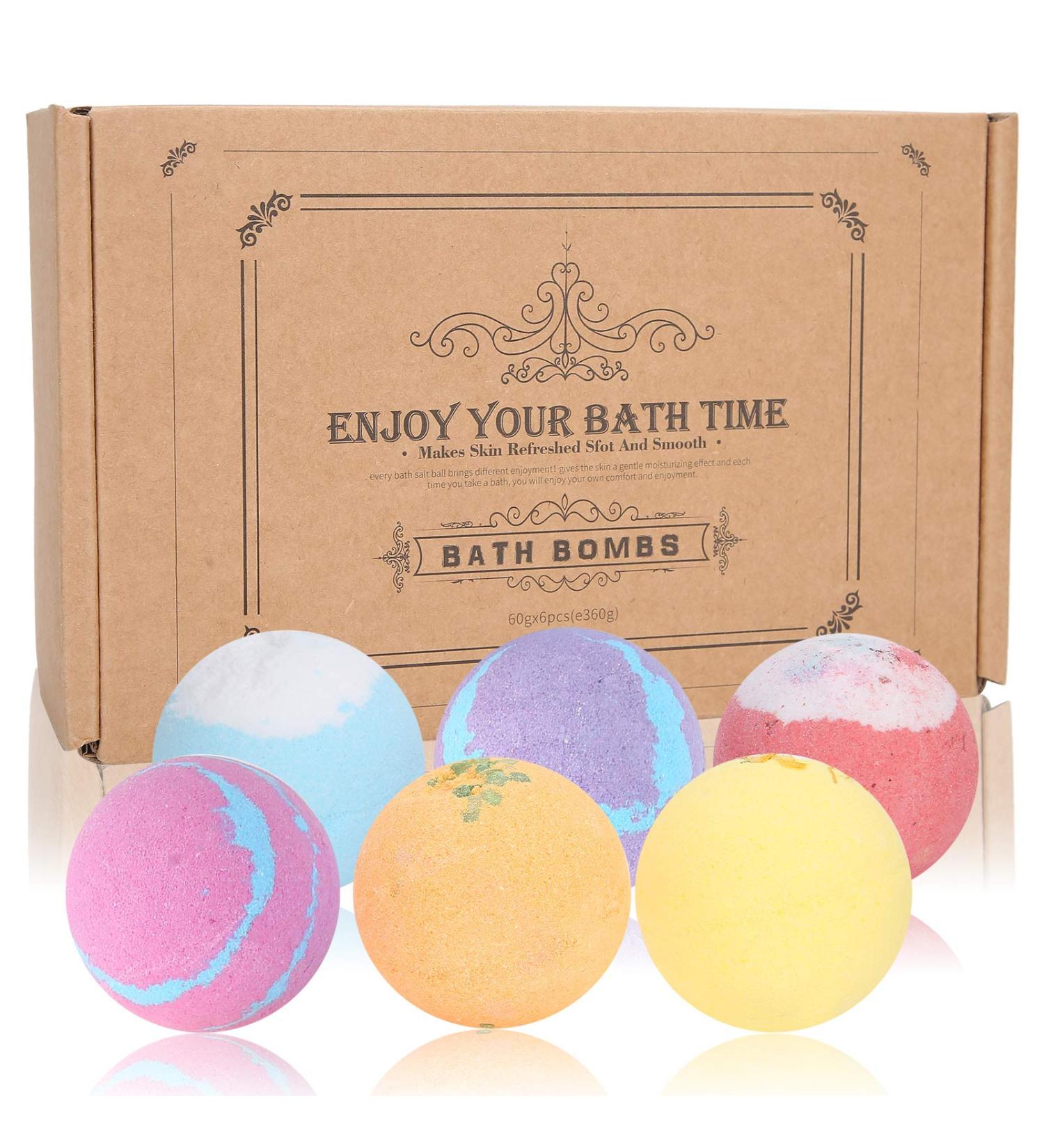 Luxury Bath Bombs Gift Set - 6 Natural Essential Oil Bubble Bombs for Relaxation & Skin Moisture | Perfect Spa Gifts for Moms Girlfriends & Kids - Buy Online on GoSupps.com