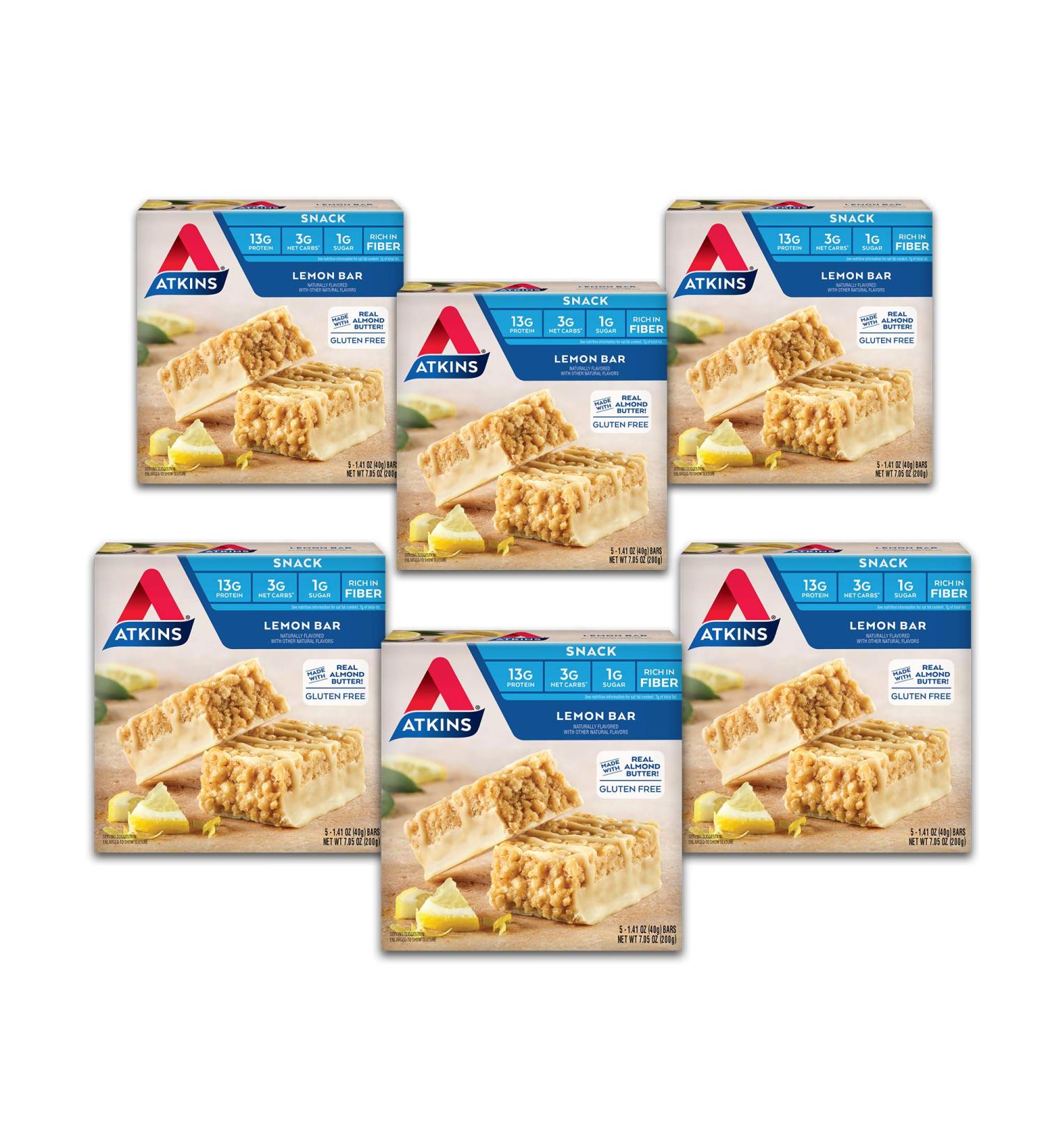 Atkins Lemon Bar with Real Almond Butter - 30 Count | Keto-Friendly & Gluten-Free Snack - Buy Online on GoSupps.com