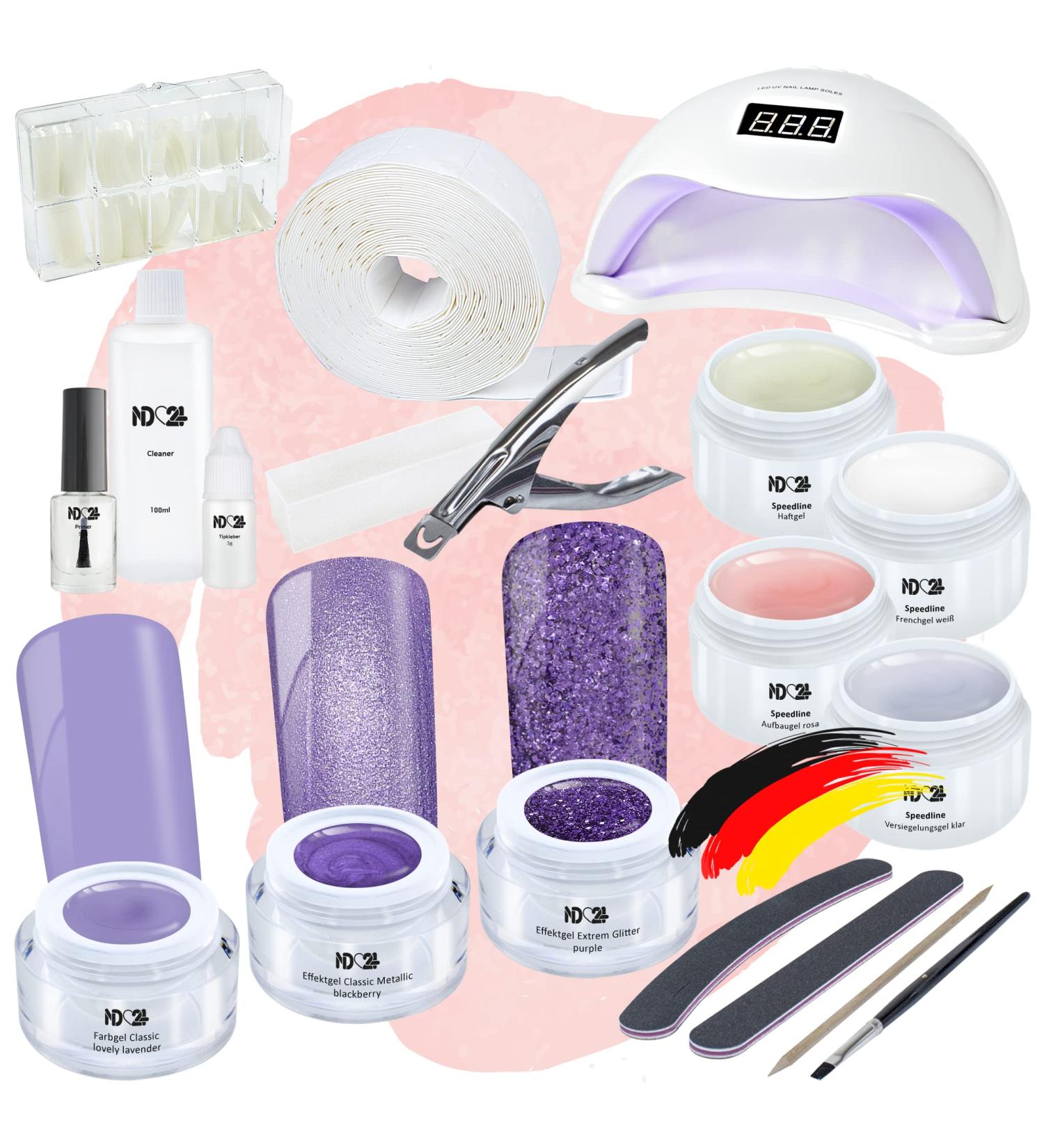 ND24 NAILDESIGN Premium Geln gel Starter Set | Complete Gel Kit for Beginners with LED Lamp & Accessories - Made in Germany - Buy Online on GoSupps.com