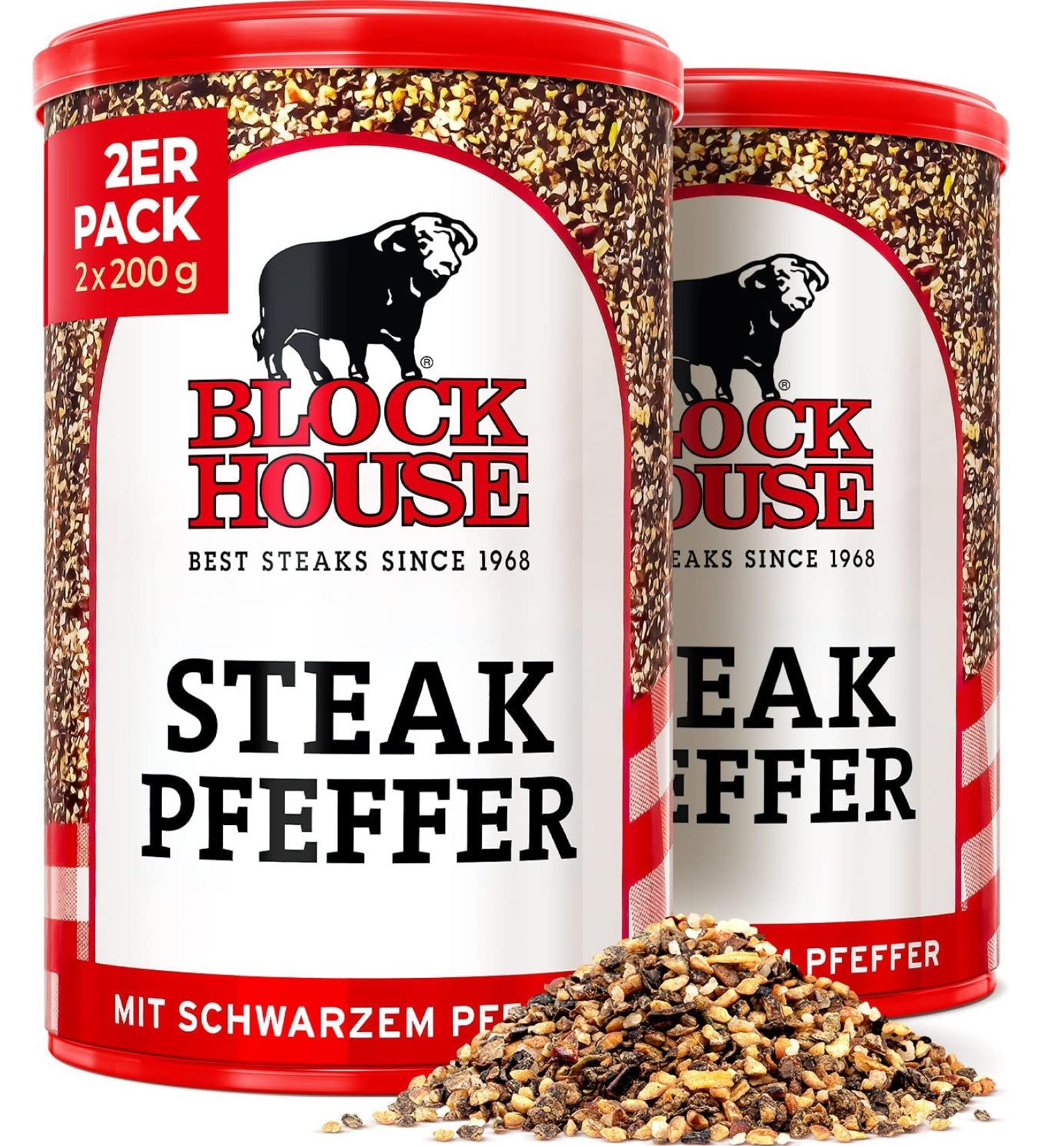 Block House Steak Pepper with Black Pepper | 2x200g - Premium Restaurant Quality Spice Blend for International Shipping - Buy Online on GoSupps.com