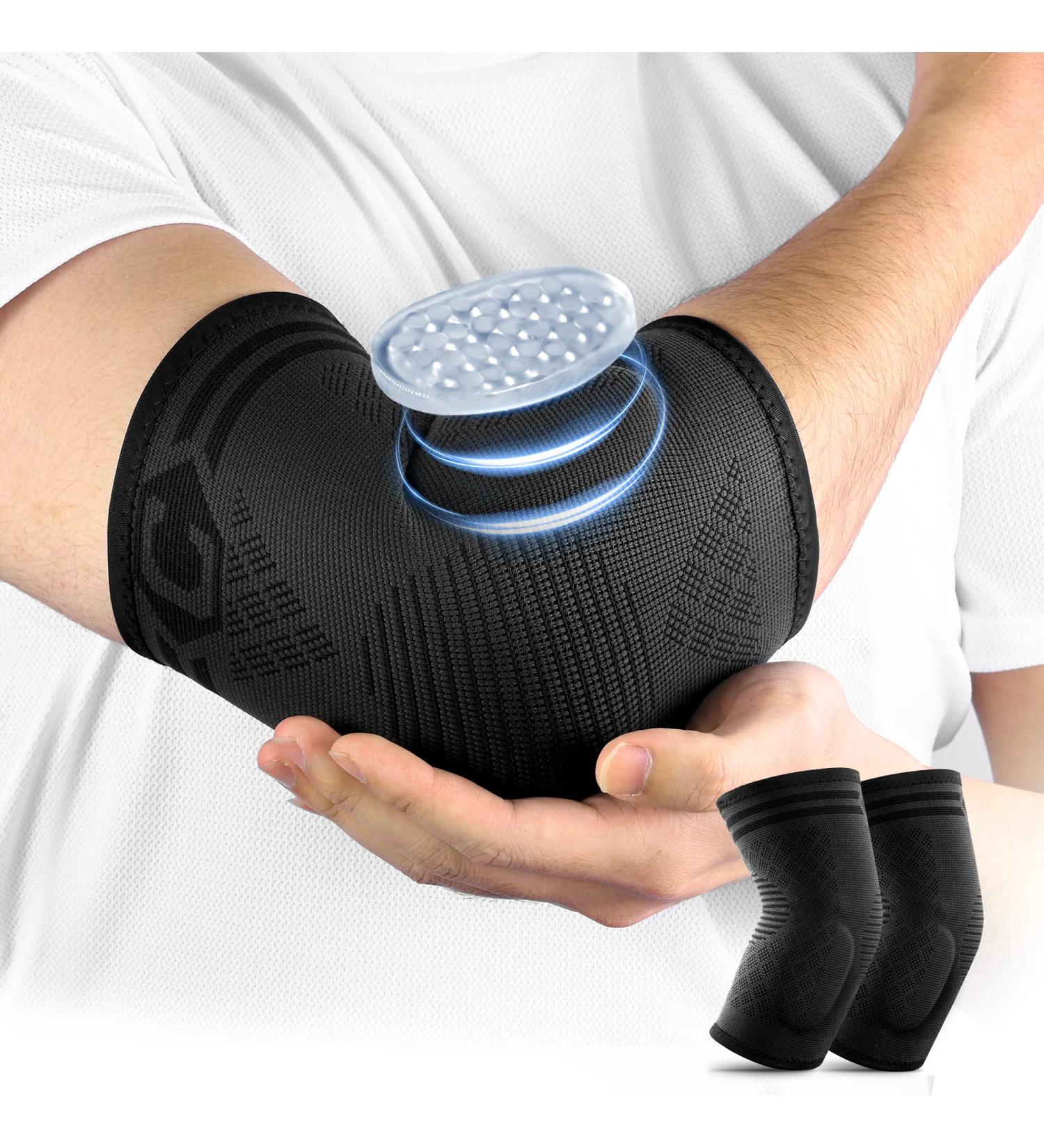 CAMBIVO Elbow Brace 2 Pack - Compression Sleeve with Pads for Tendonitis, Tennis & Golfer's Elbow - Pain Relief for Weightlifting & Daily Use - Large Black - Buy Online on GoSupps.com