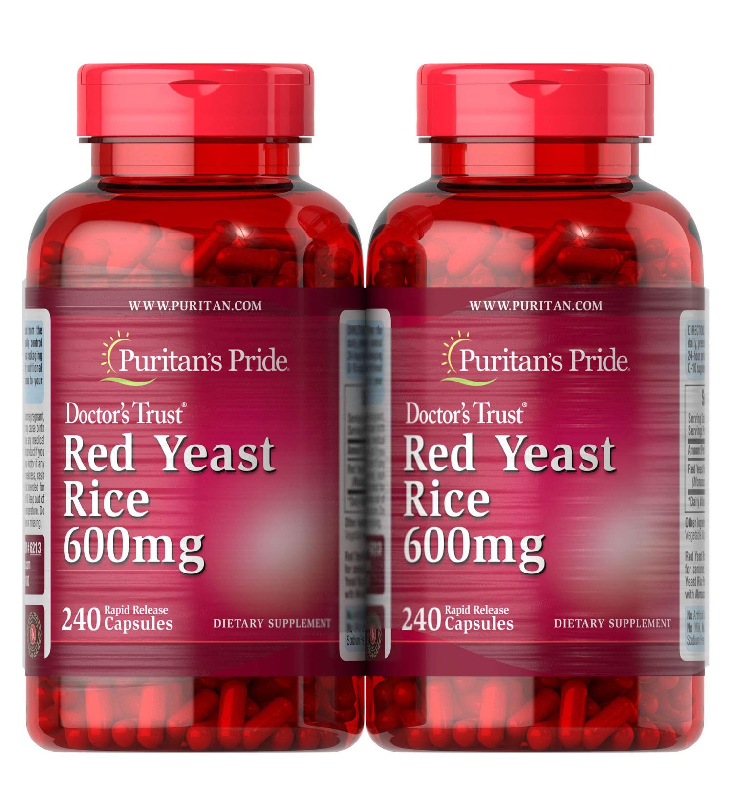 Puritan's Pride Red Yeast Rice 600mg 240 Count - Pack of 2 | Natural Cholesterol Support - Buy Online on GoSupps.com