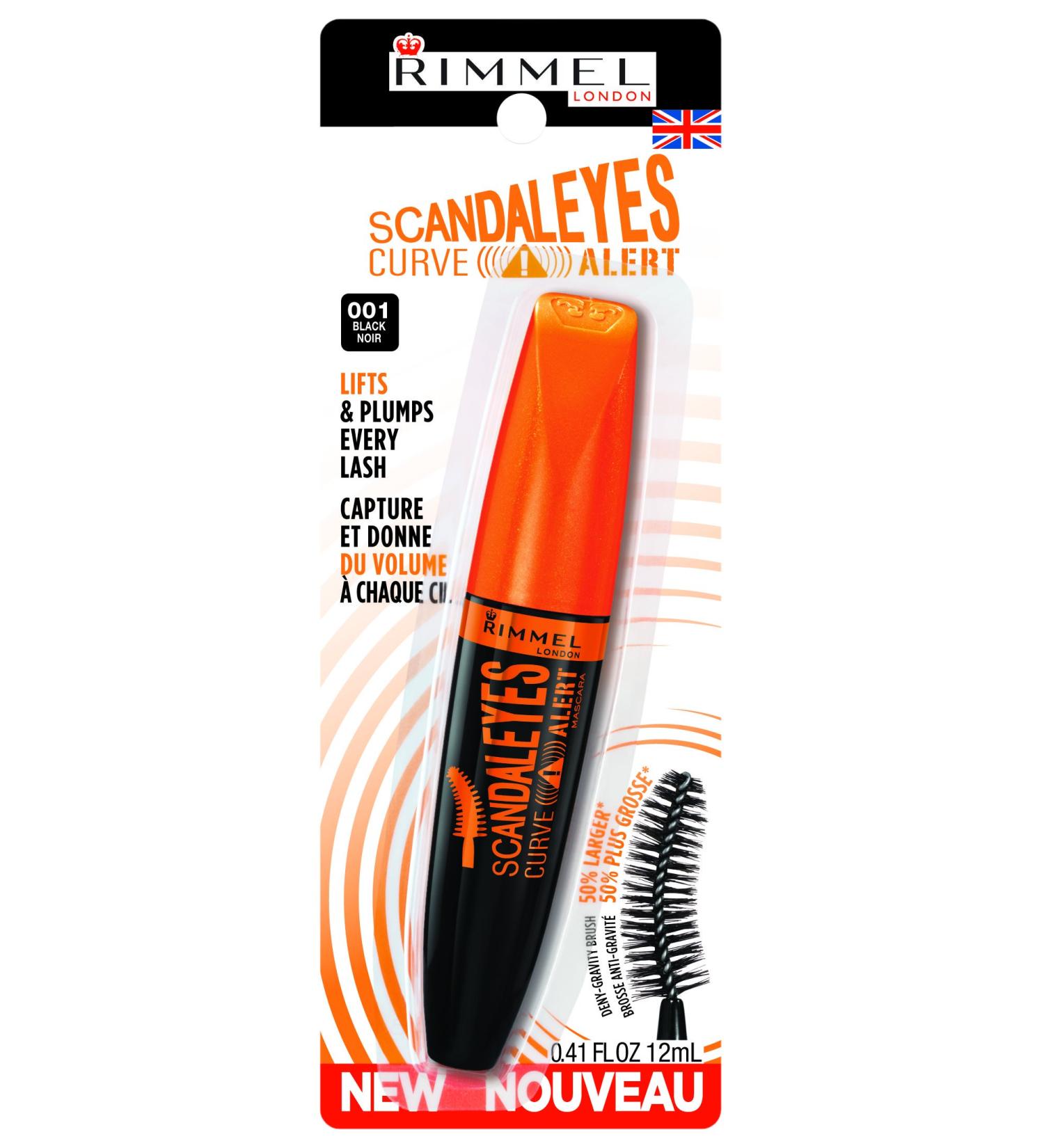 Rimmel Scandaleyes Curved Brush Mascara, Black, 0.41 Fl Oz (Pack of 1)