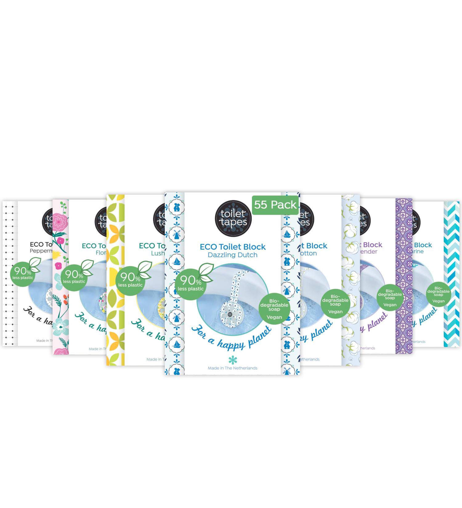 Eco-Friendly Toilet Tapes Assortment Box - 160+ Rinsing 90% Less Plastic Inconspicuous Hanging Scent - 55 Pack - Buy Online on GoSupps.com