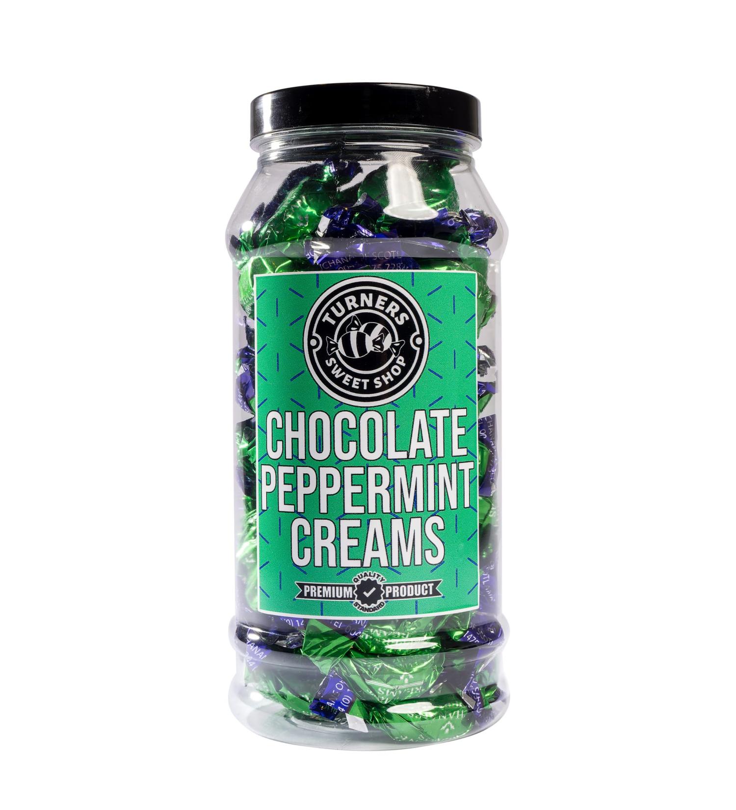 Chocolate Peppermint Creams - 450g by Turners Sweet Shop Traditional Retro Gift Jar Classic Original Pick & Mix Sweets Quality Confectionary Fantastic Gifts for Him Her or Them