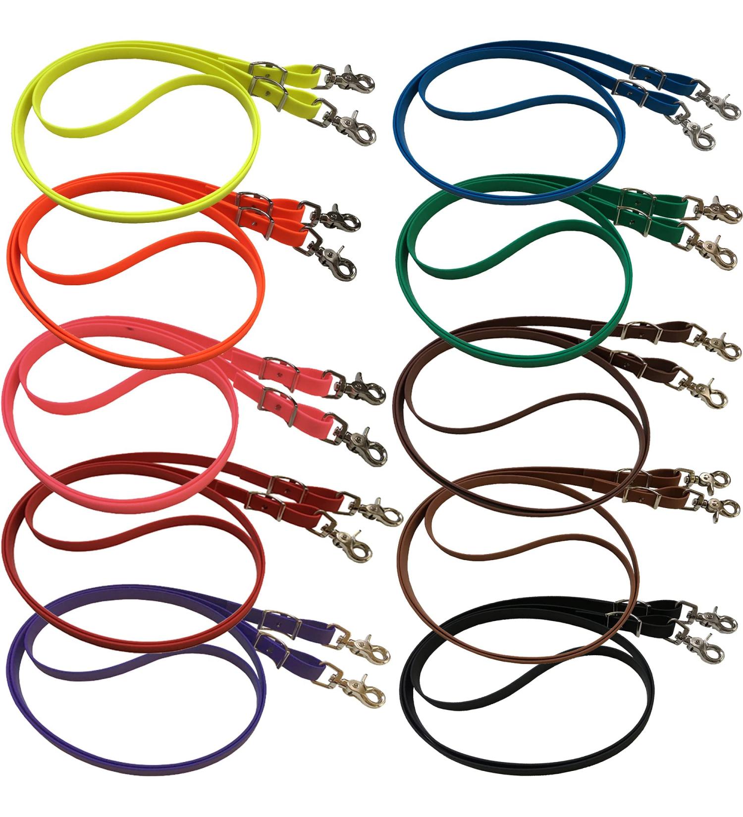 Organic Biothane Horse Reins - 16mm Wide 2.70m Long Dirt & Water-Repellent | Closed Reins for Horses & Ponies in Dark Green - Buy Online on GoSupps.com