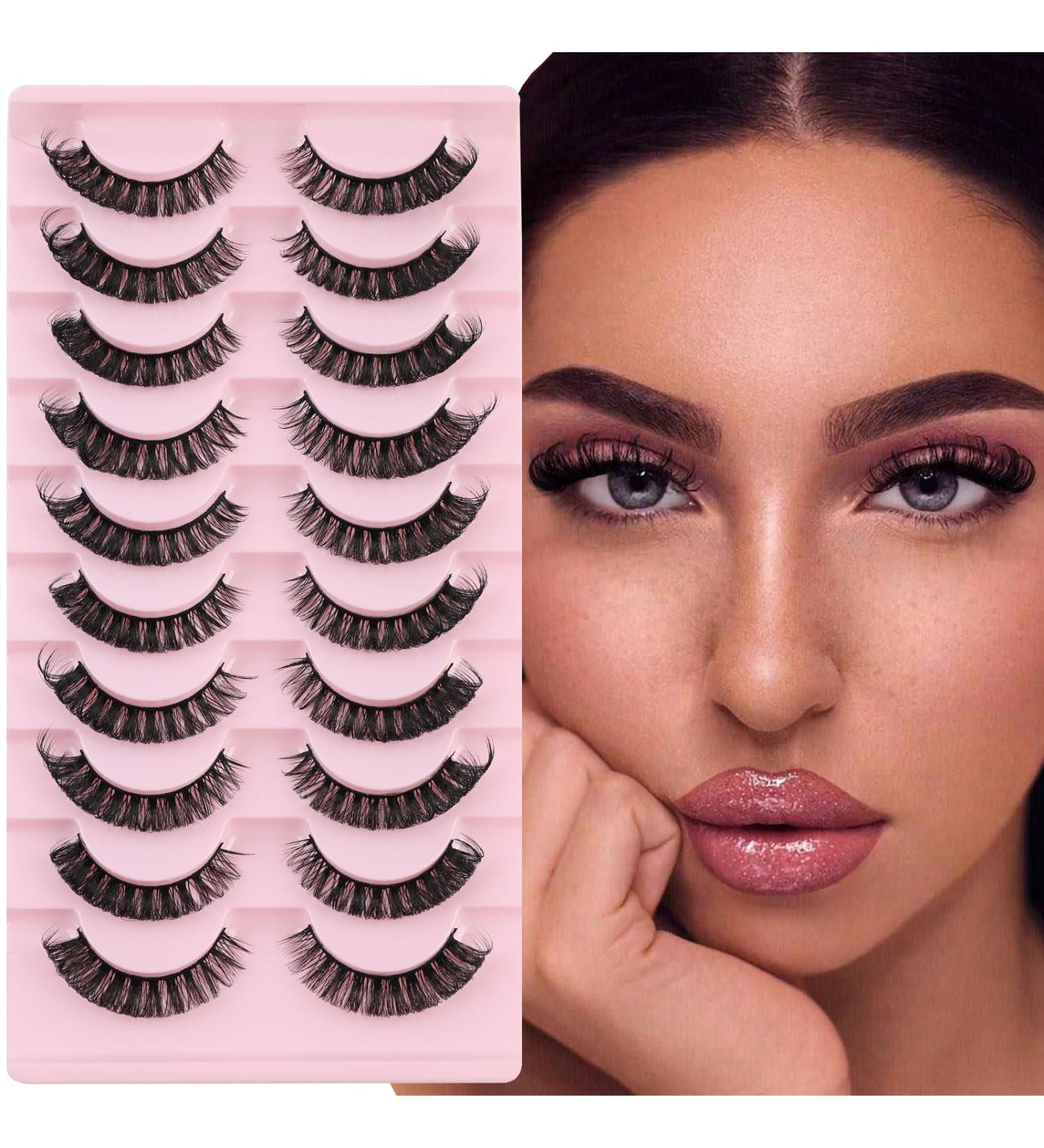 3D Russian Strip Fake Lashes - Cat Eye D Curl Fluffy - 10 Pairs Natural Look Faux Mink Eyelashes | LTJ24 - Buy Online on GoSupps.com