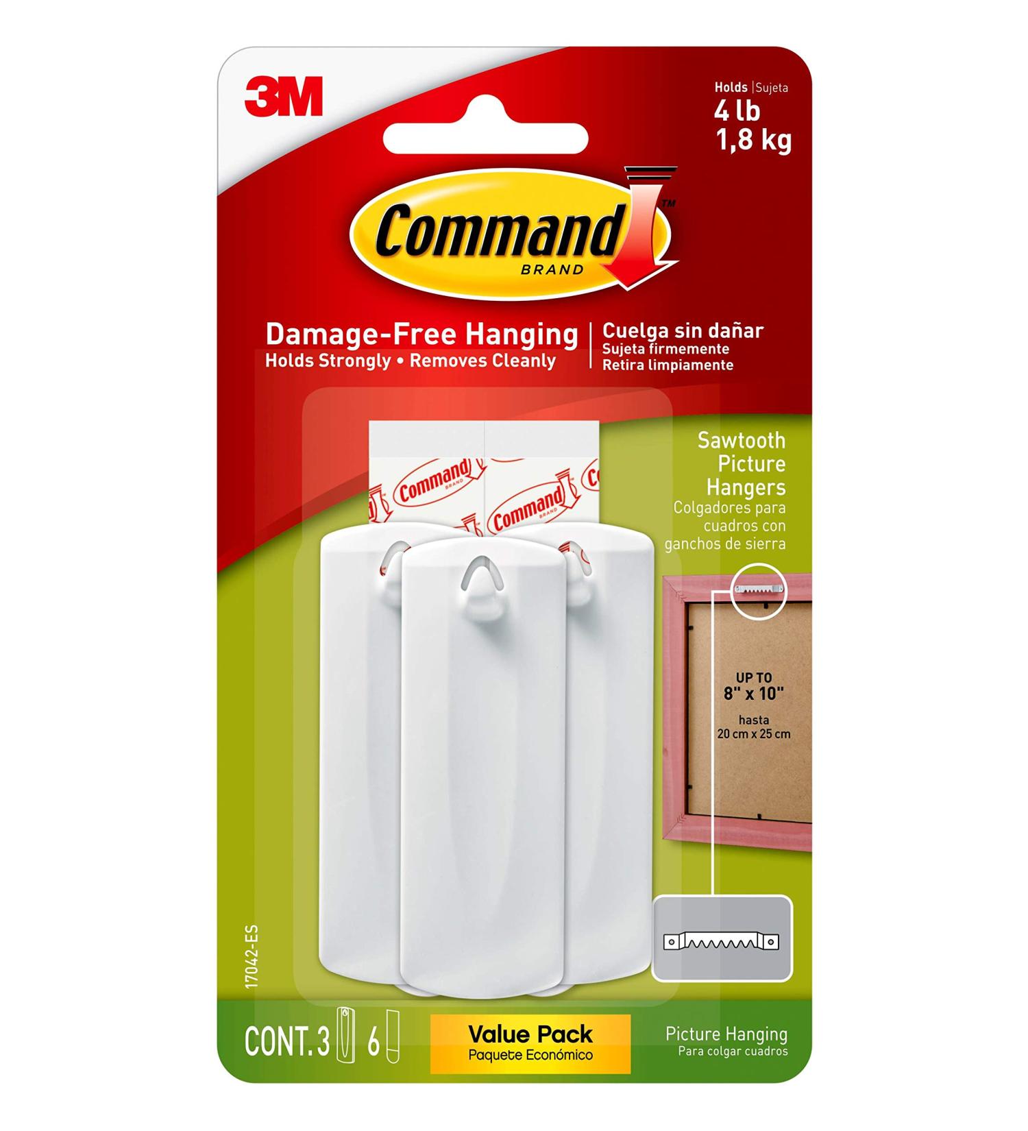 Command 10014485 Picture-Hanging Hooks Large White 3 Count - Buy Online on GoSupps.com