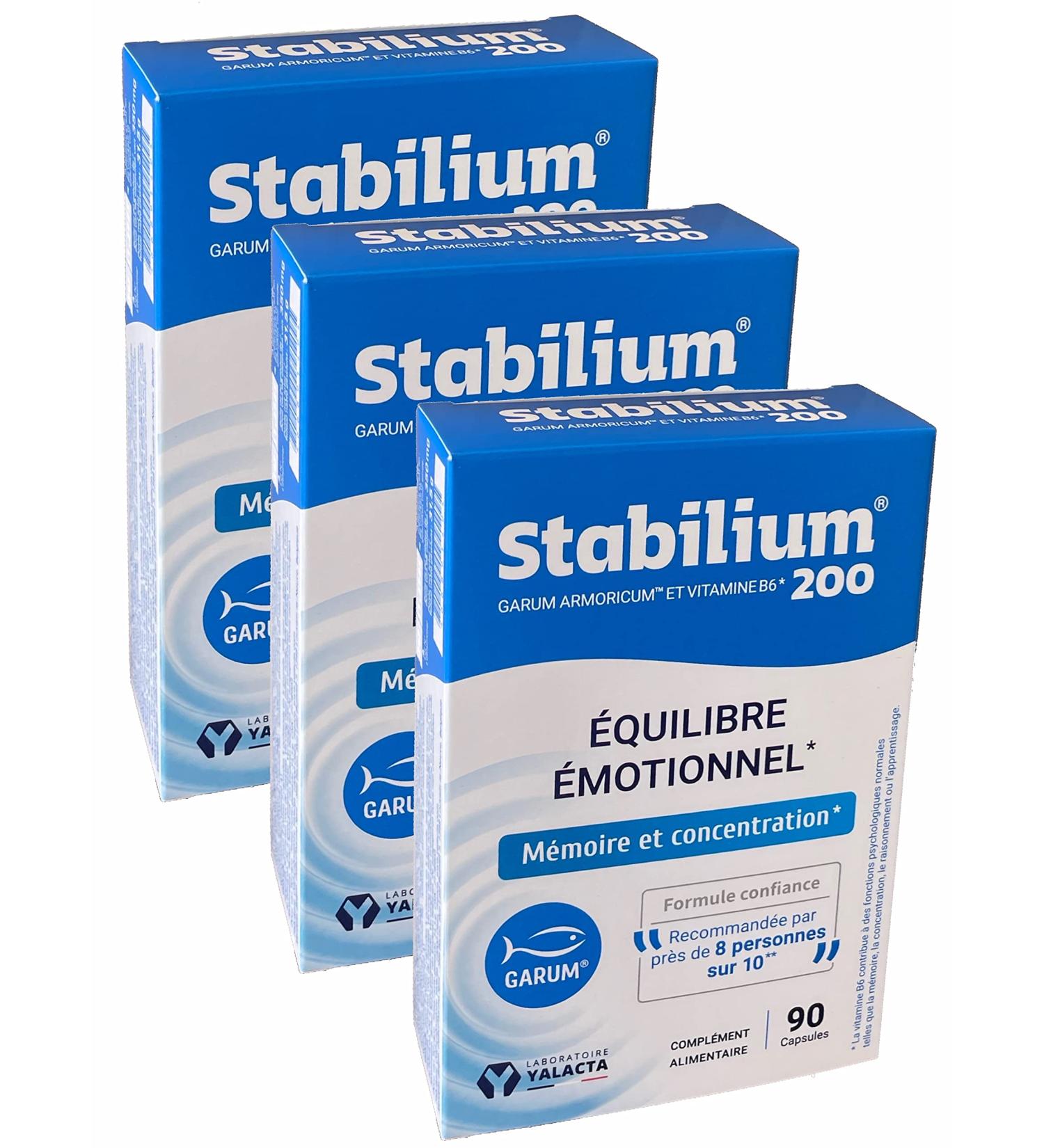 Yalacta - Stabilium 200-90 soft capsules - Memory Concentration Psycho-emotional balance - Pack of 3 boxes of 90 Capsules (3) - Buy Online on GoSupps.com