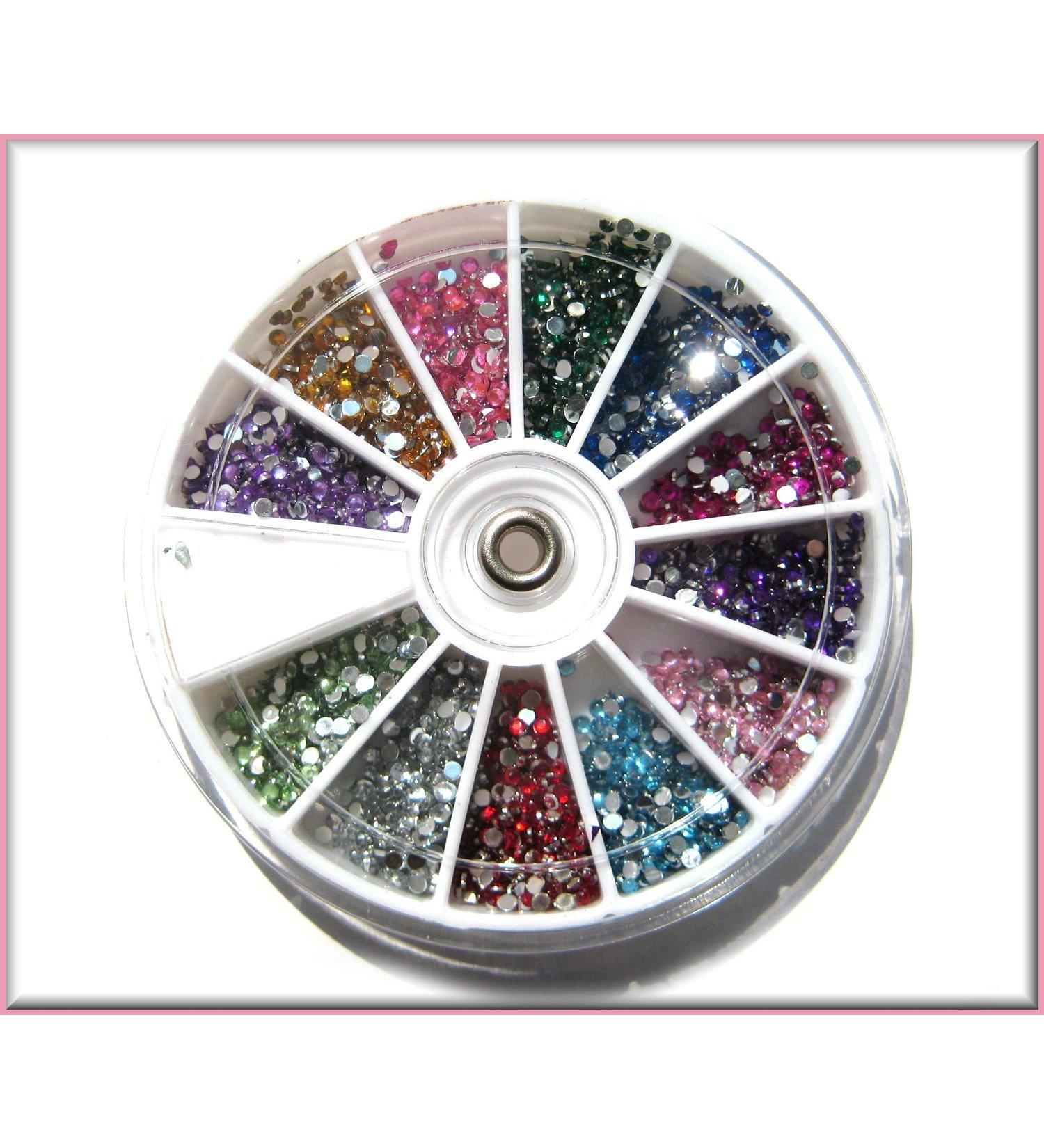 Restly(TM) 1800pcs 2mm Round Budget Nail Art Rhinestone/Gem Wheel