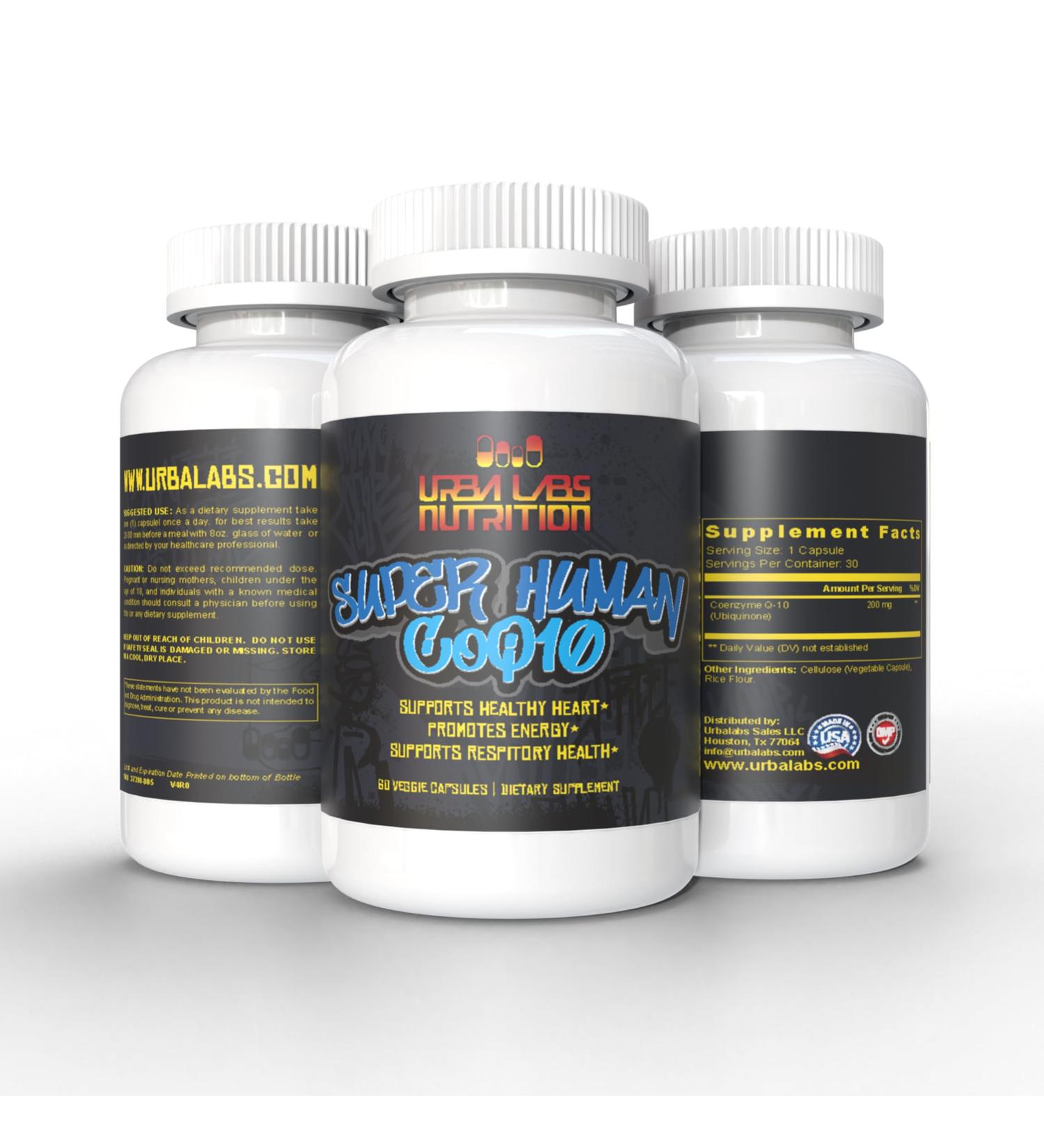 Urbalab Super Human CoQ10 200mg - High Bioavailable Ubiquinone for Healthy Aging Heart & Brain Support - Extra Strength Antioxidant Formula - Buy Online on GoSupps.com