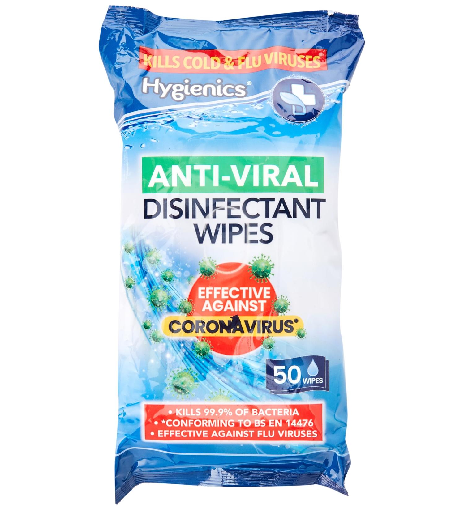 Hygienics 50-Ct Cleansing & Disinfectant Wipes | Multi-Purpose Surface Cleaner - Buy Online on GoSupps.com