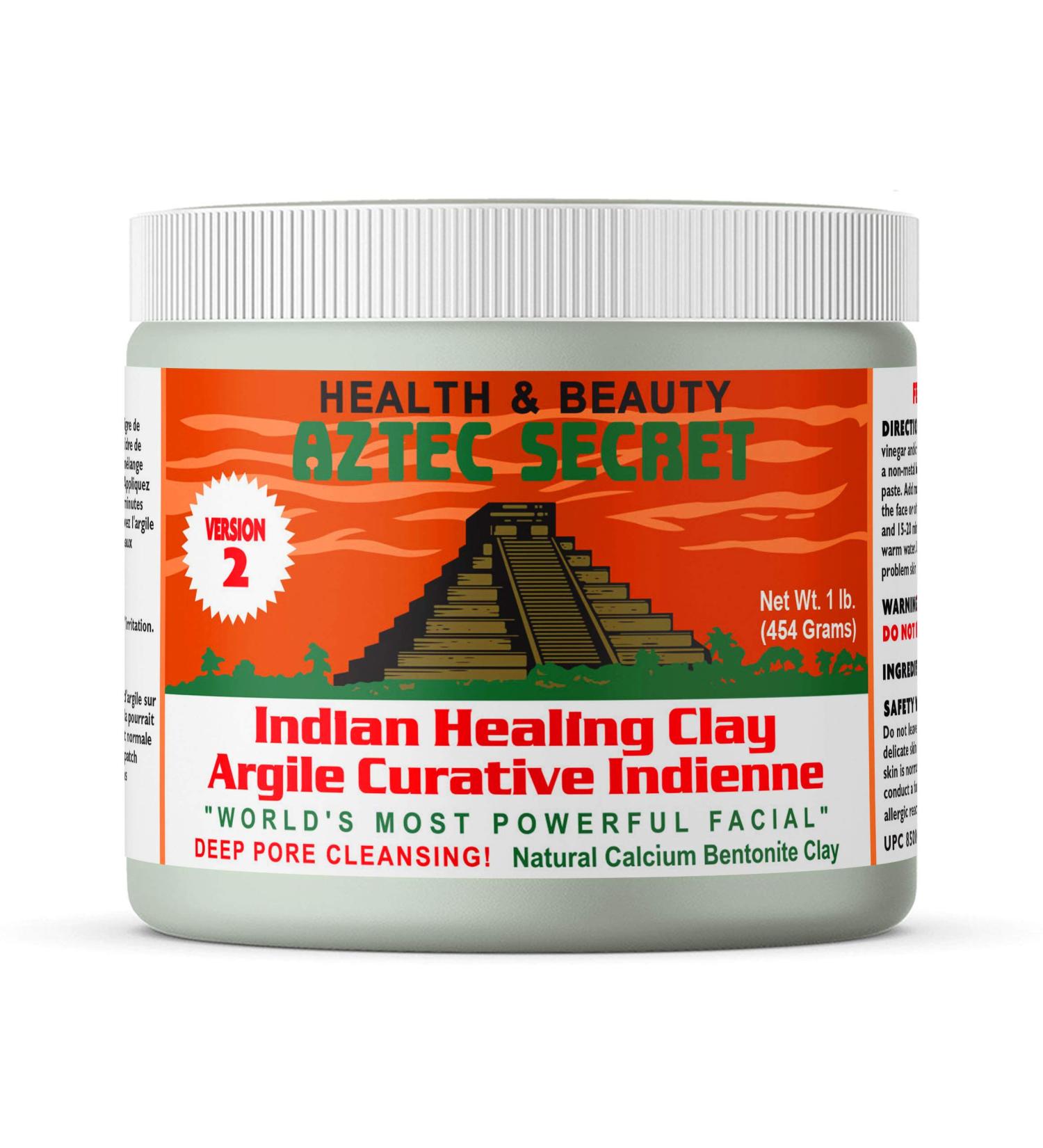 Aztec Secret - Indian Healing Clay 1 lb. (454 Grams) - Deep Pore Cleansing Facial & Body Mask - The Original 100% Natural Calcium Bentonite Clay - New Version 2 - Buy Online on GoSupps.com