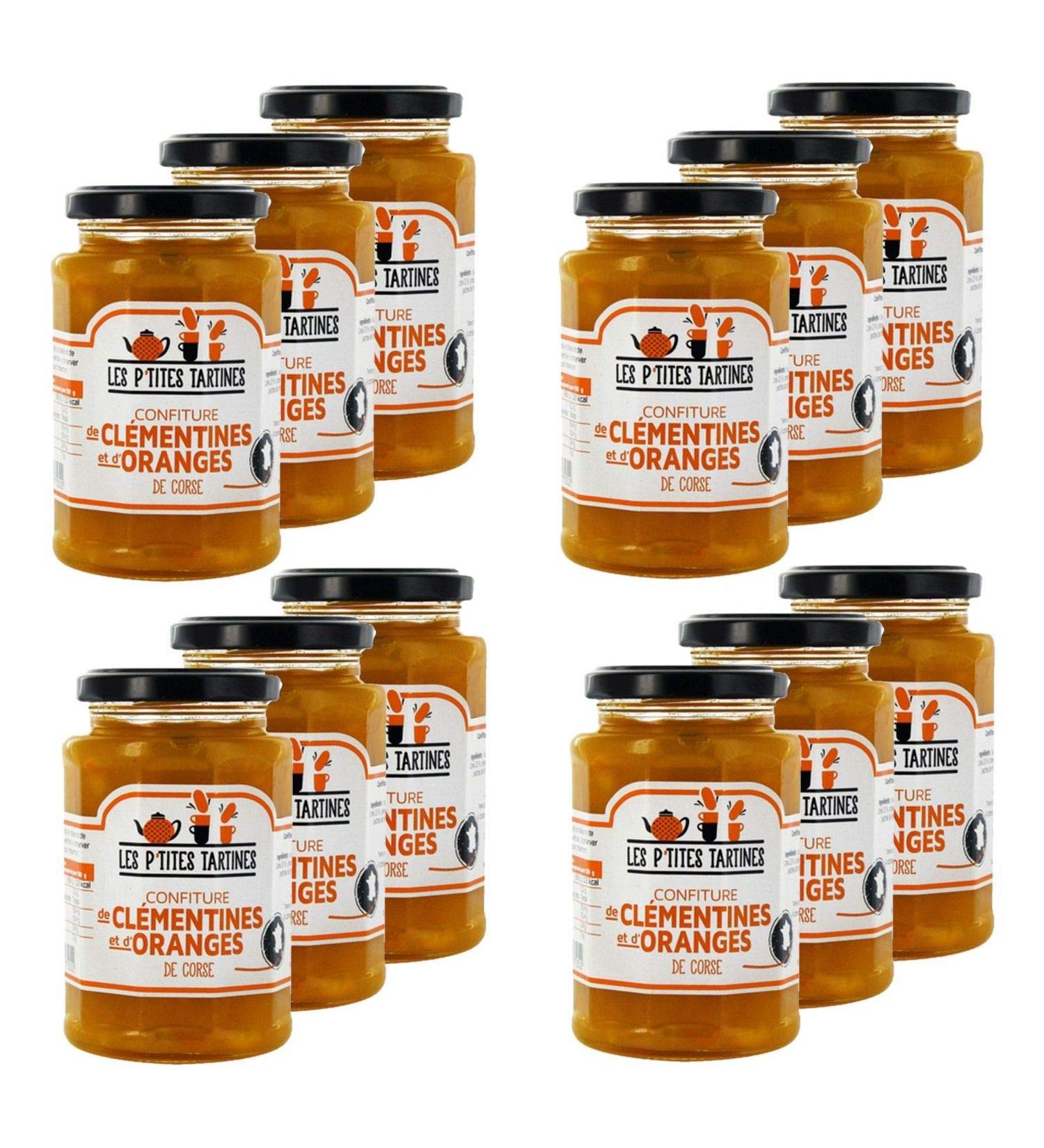 Set of 12 Corsican orange jam and clementine - Les P'tites Tartines - jar 315 g