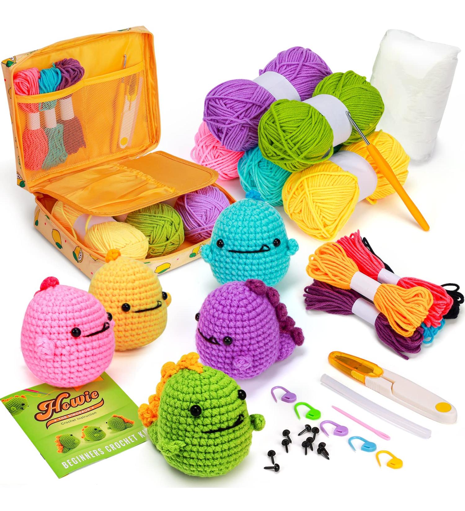 OPOUNT Beginner Crochet Kit: 5 PCS Cute Dinosaur Crochet Set - Perfect for Adults and Kids - Step-by-Step Instructions and Video Tutorials - Patent Product - Buy Online on GoSupps.com