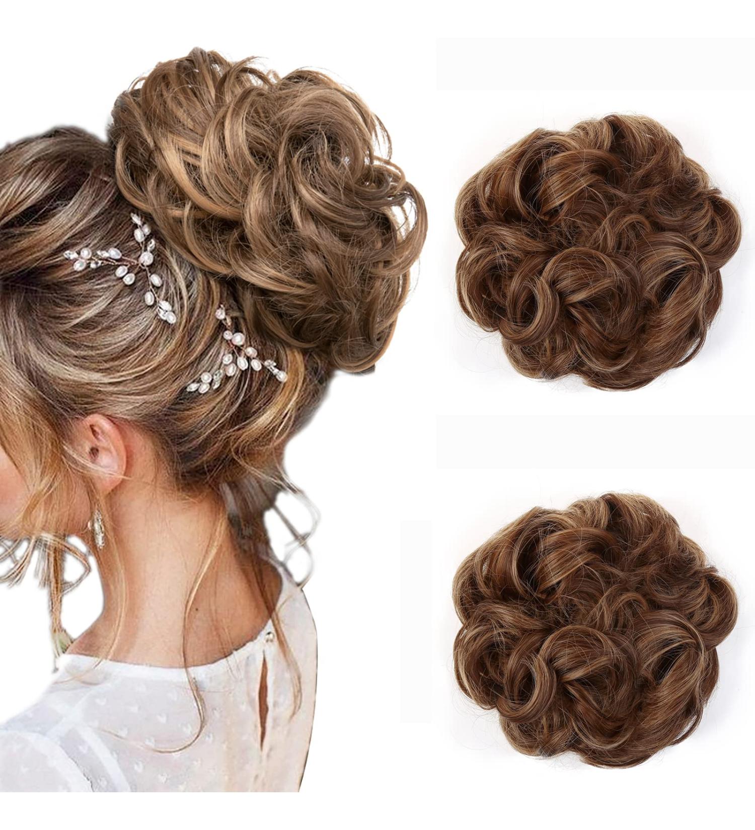 JJstar 2PCS Messy Bun Hair Piece Curly Fake Hair Buns - High Heat Resistant Synthetic Fiber Scrunchies for Women & Girls - Buy Online on GoSupps.com