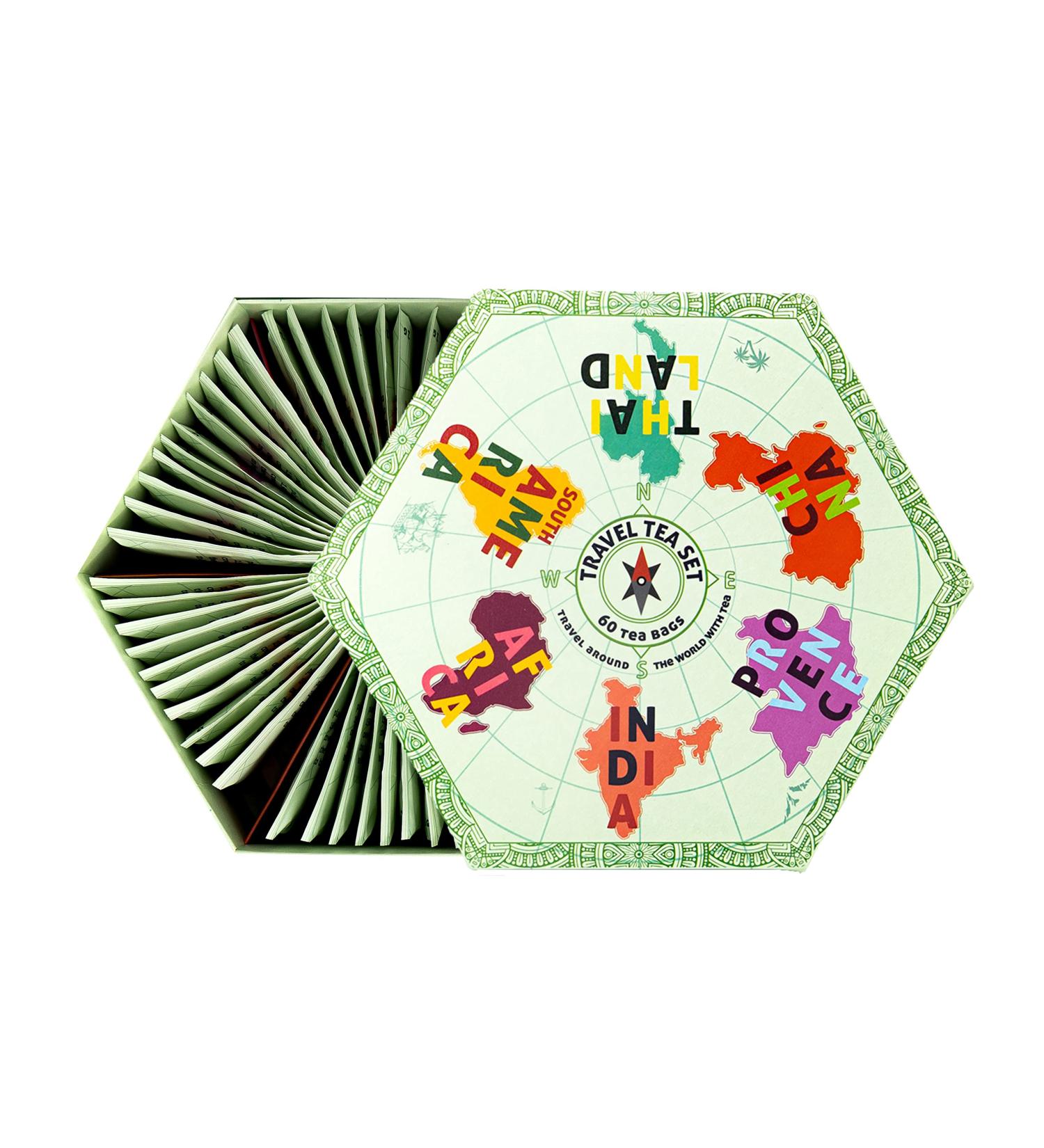 ACORUS | Travel Tea Set - Round-the-world | 6 Flavors Herbal and Fruit Tea Box | Trip of Your Dreams with Selection of Teas You Have Never Tasted Before | Large Selection Tea Gift Set - 60 Tea Bags - Buy Online on GoSupps.com