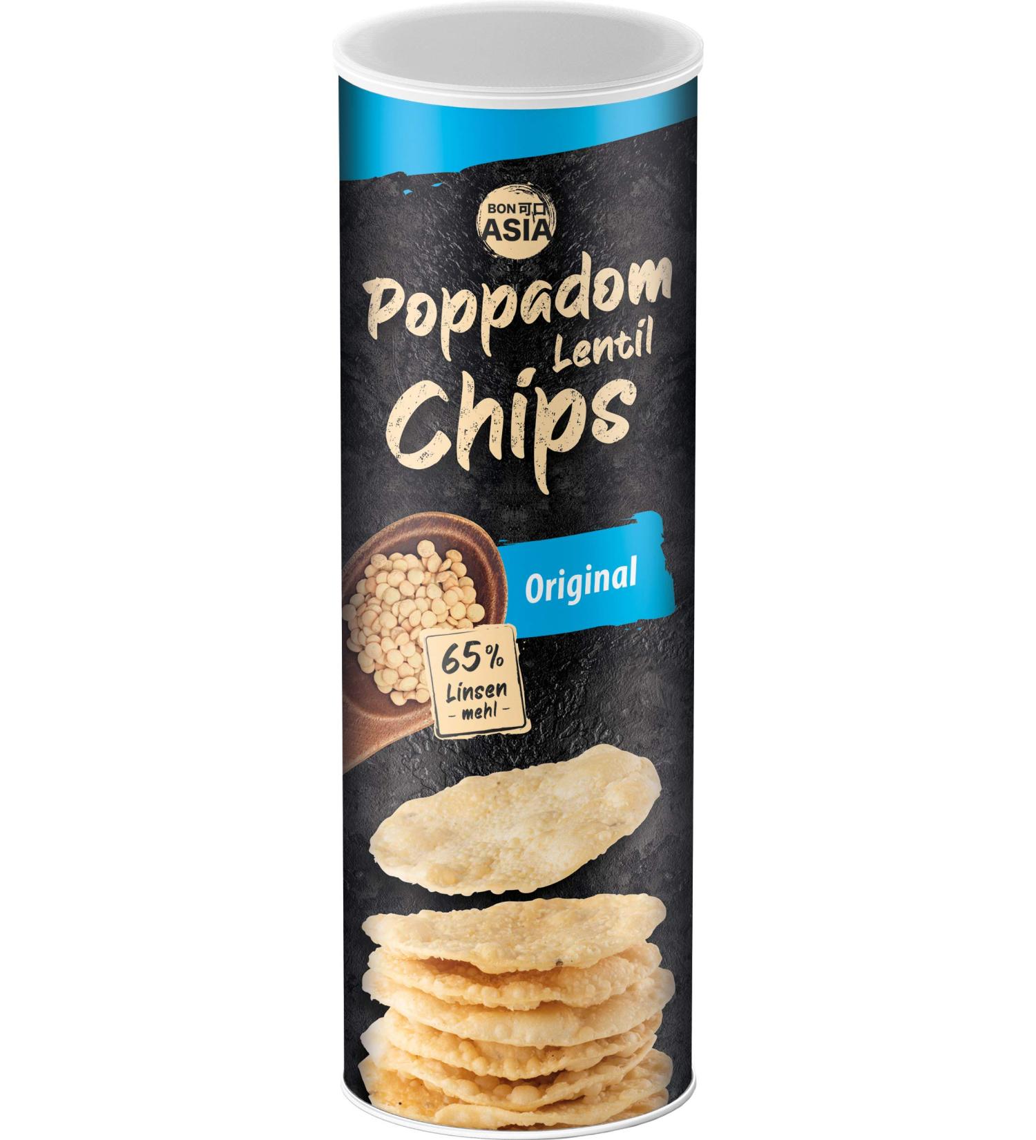  BONASIA BONASIA Poppadom Lentil Chips Original - Lentil Chips Lightly Salted 65% Lentil Flour Gluten Free Vegan (1 x 70g) - Buy Online on GoSupps.com