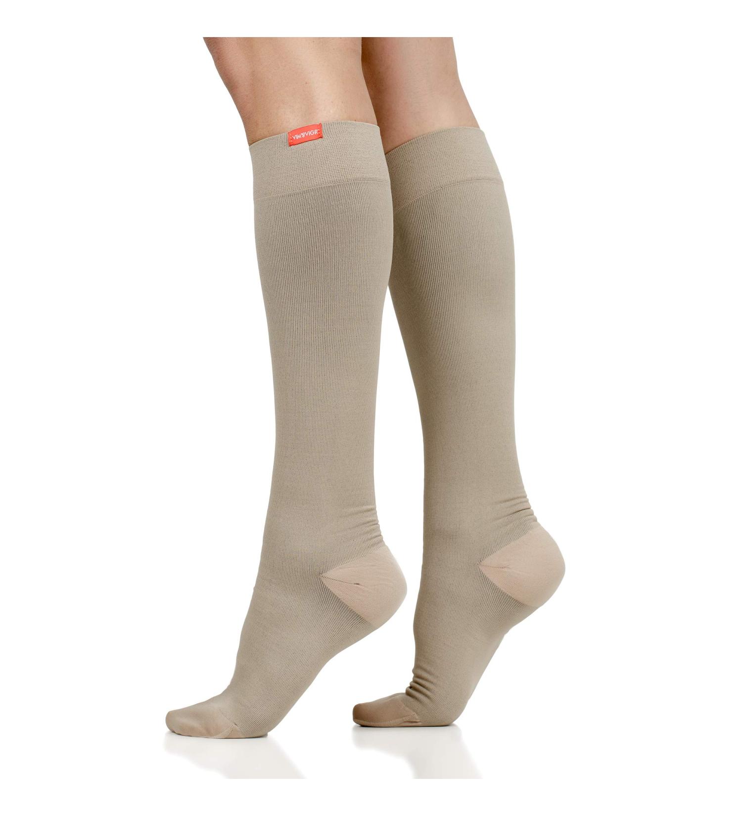 VIM & VIGR Compression Socks for Men & Women - 15-20 mmHg Moisture-Wick Nylon - Cashew S/M - International Shipping Available - Buy Online on GoSupps.com
